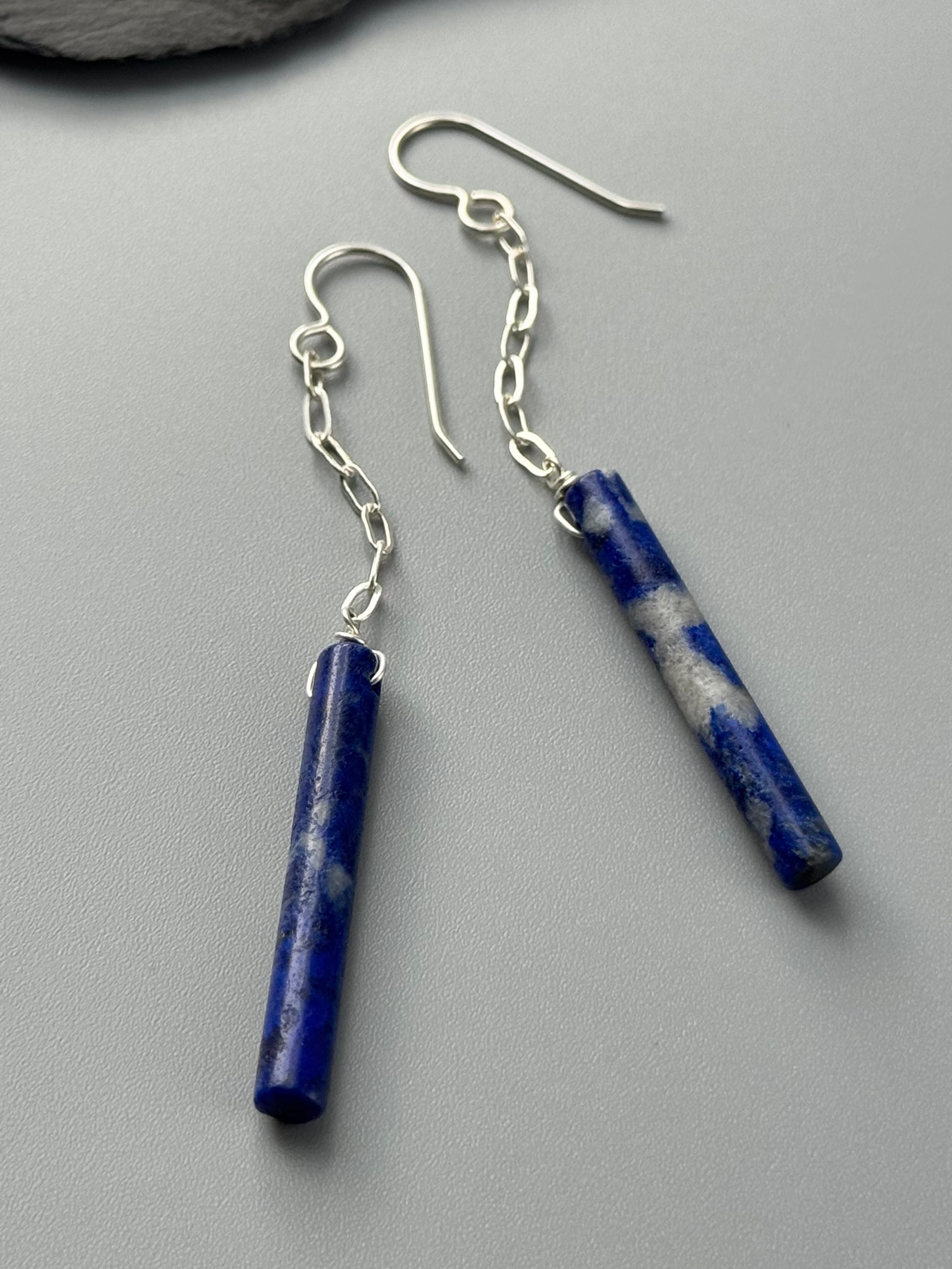 •LINKED• lapis lazuli + silver earrings