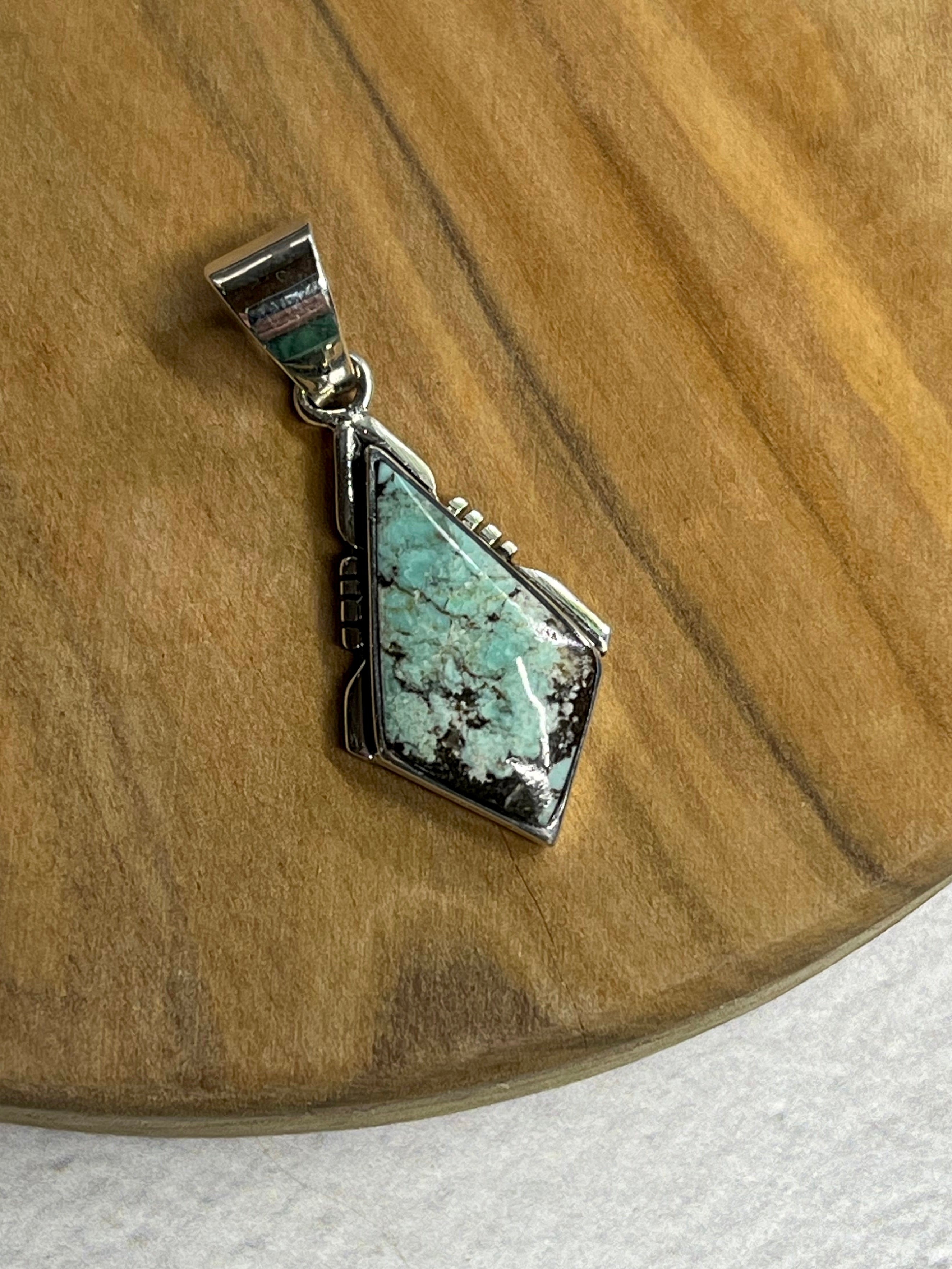 •CHINESE TURQUOISE• Navajo silver kite pendant