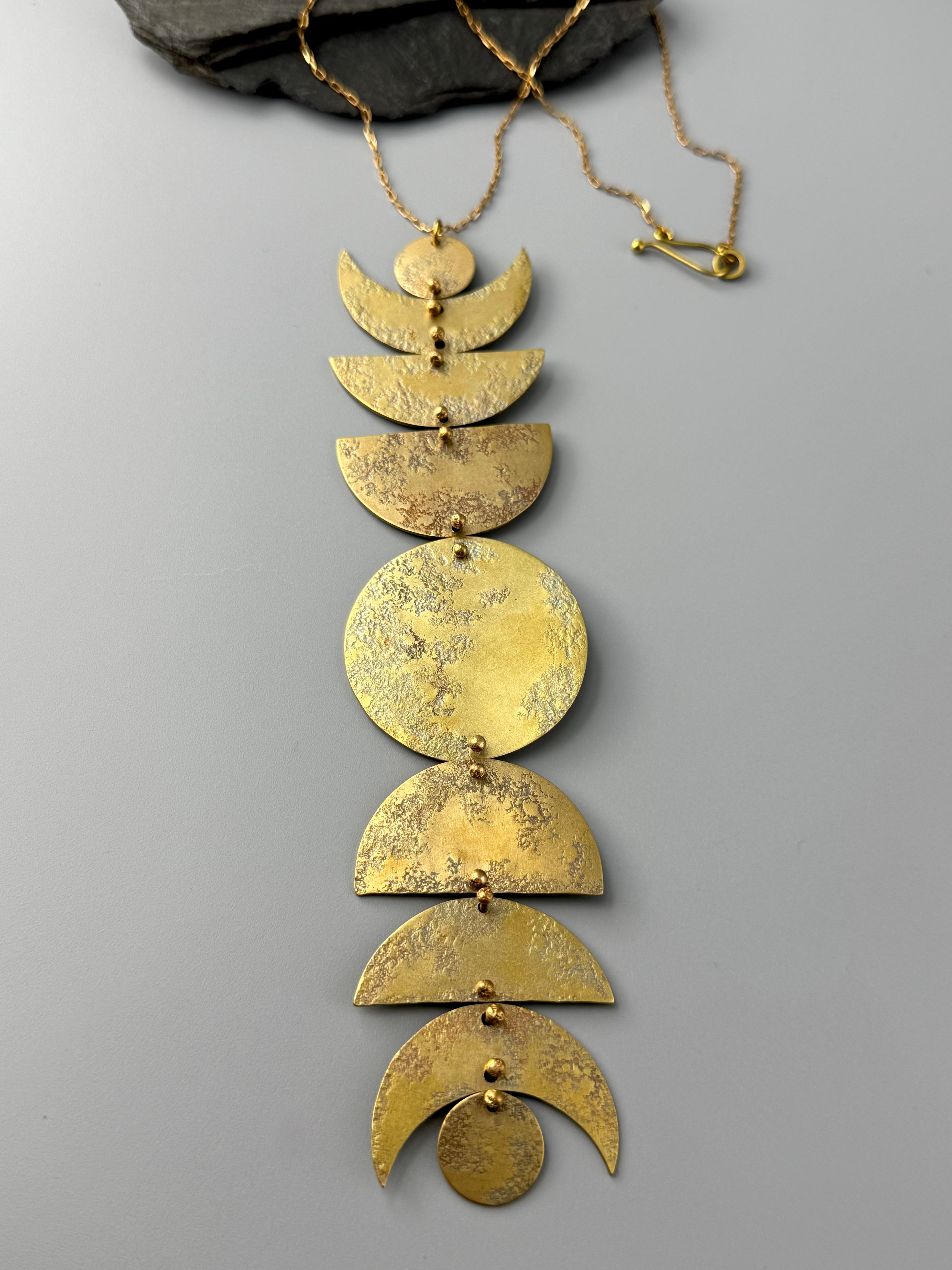•CYCLICAL• brass necklace (18" long + 7" drop)