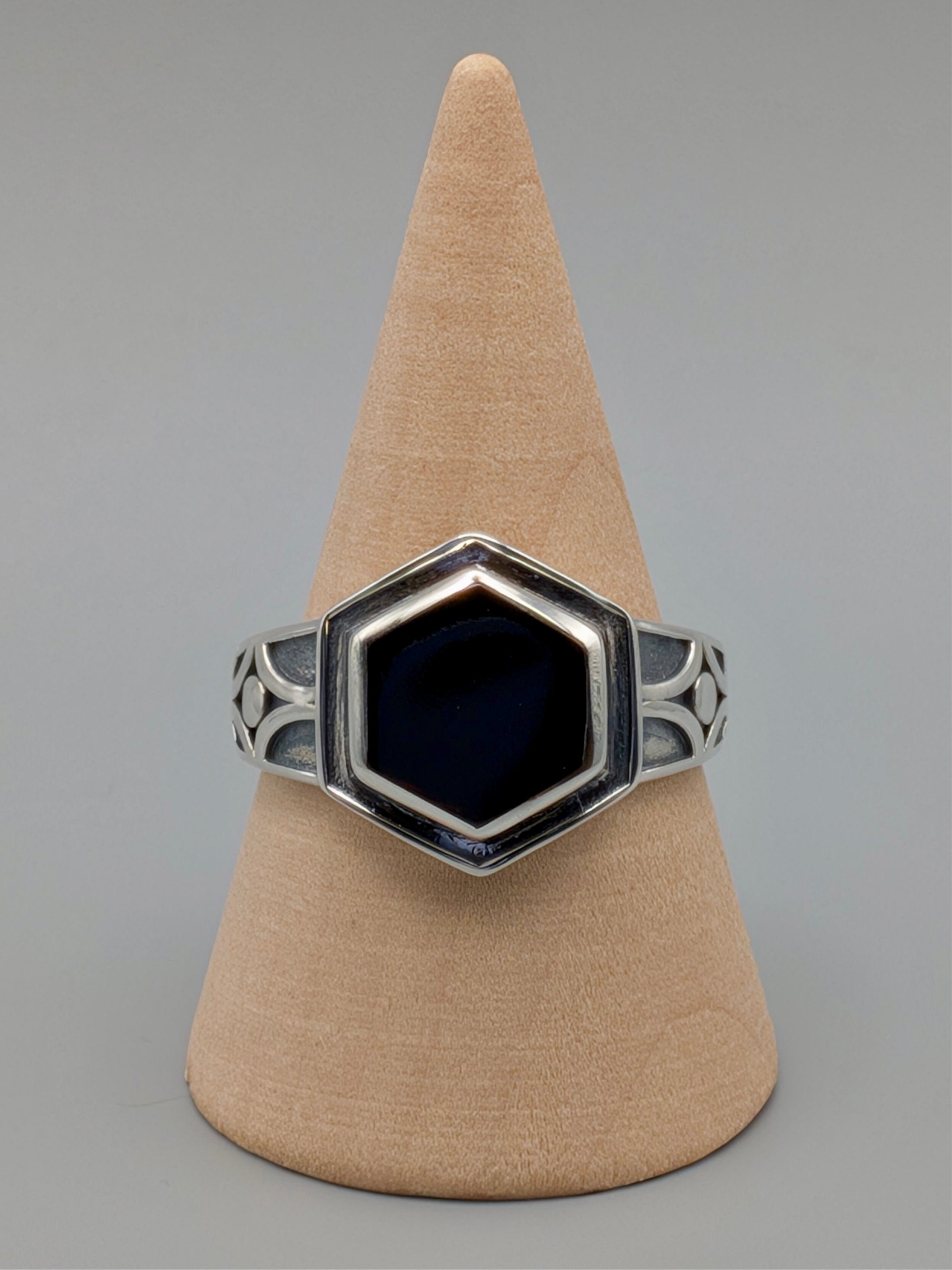 •ONYX - HEX SIGNET• sterling silver ring (various sizes)