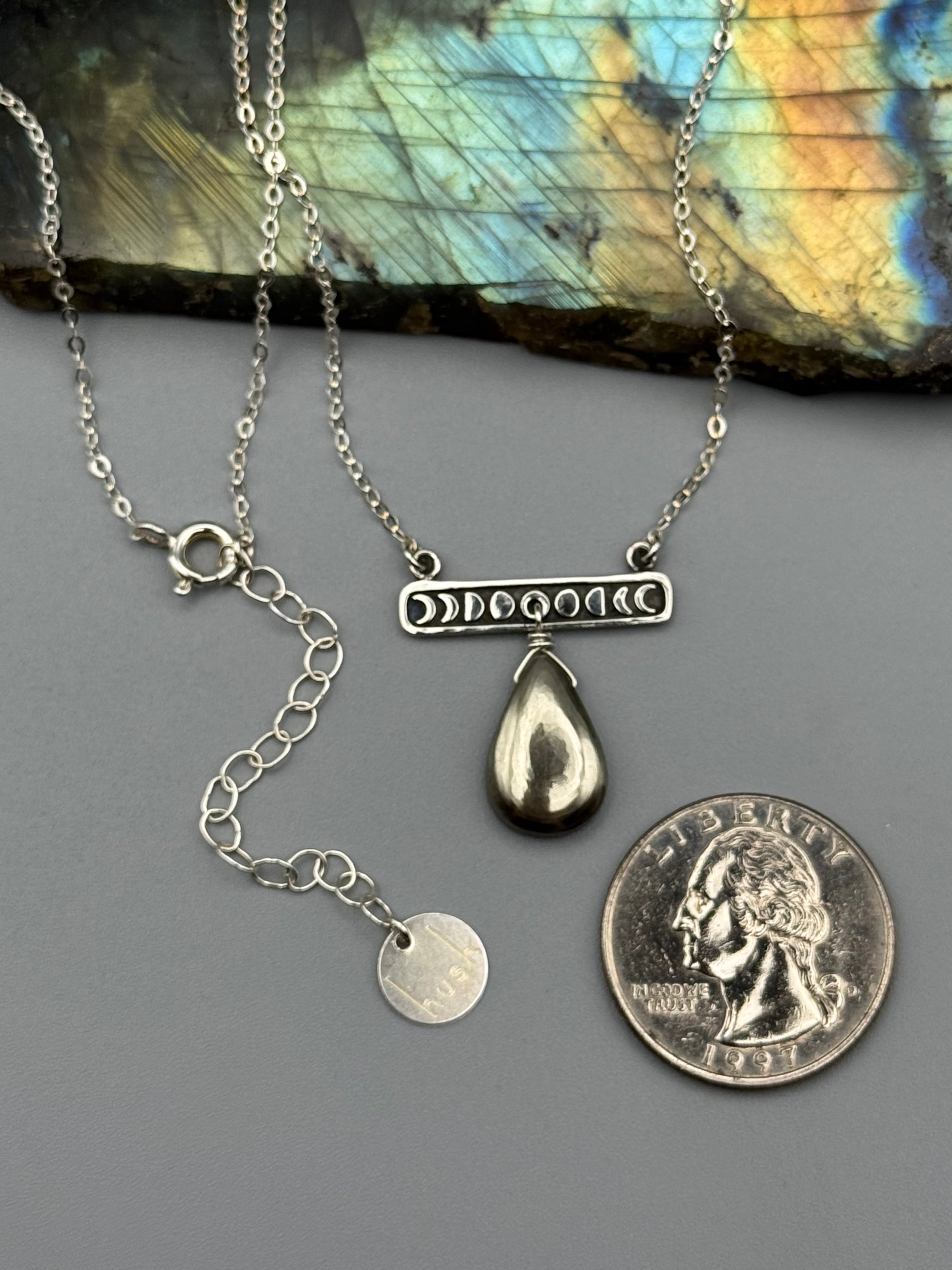 •NYX• pyrite + silver necklace (16"-18" long)