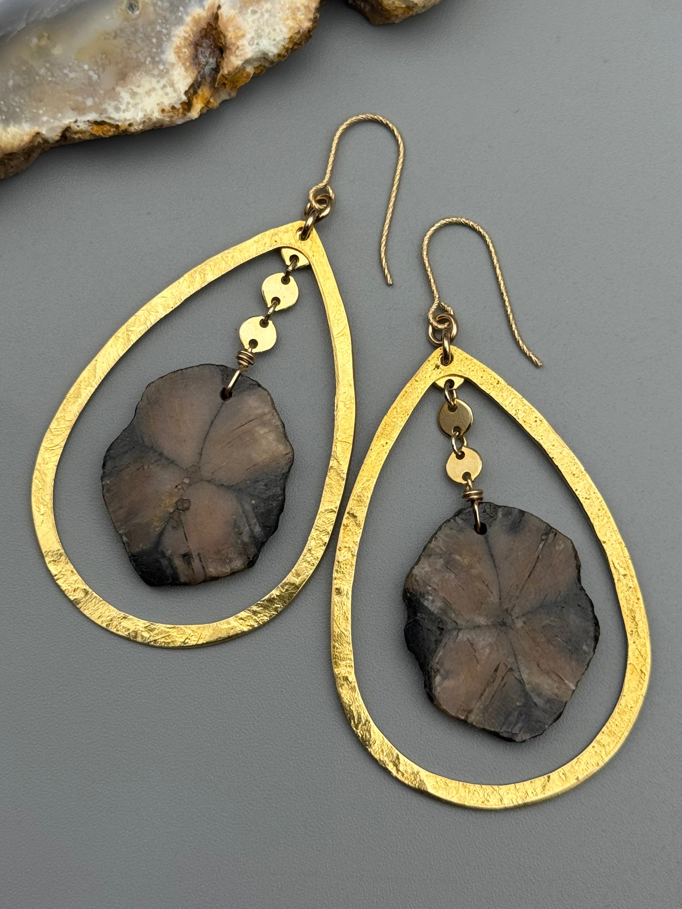 •DRIP DROP• chiastolite + gold earrings