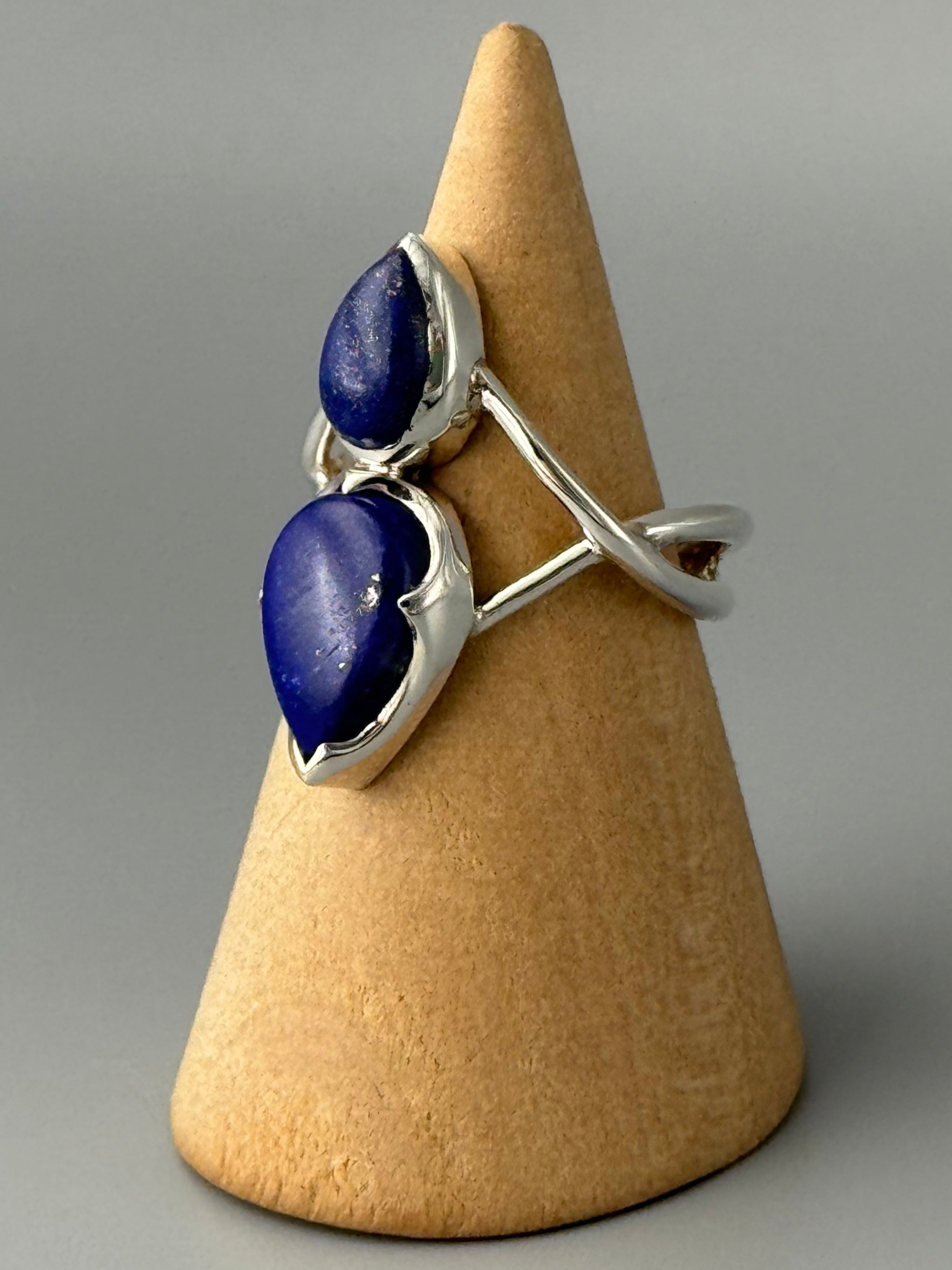 •LAPIS - HOURGLASS• split band silver ring (various sizes)