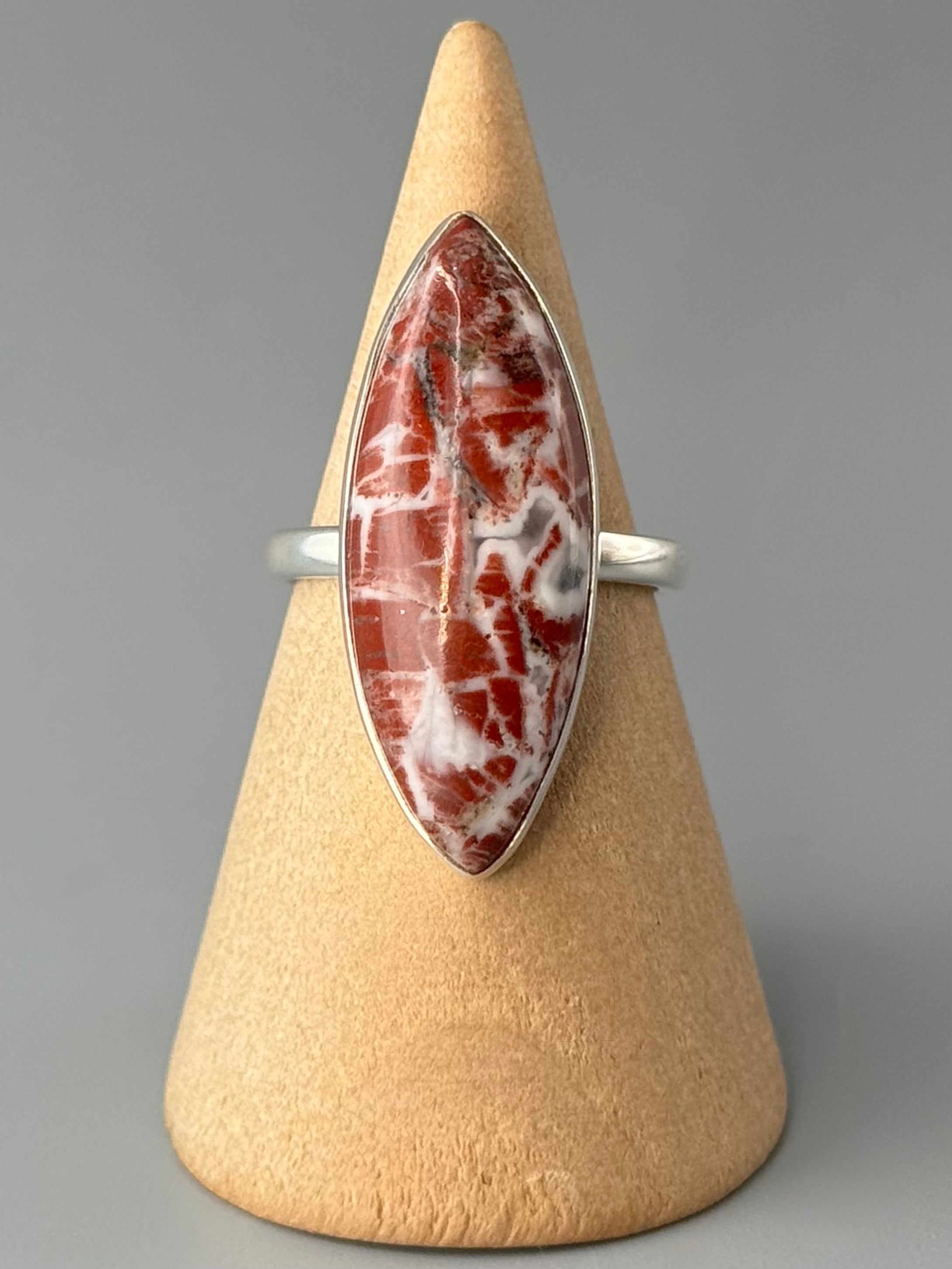 •BRECCIATED JASPER - MARQUISE• sterling silver ring (size 7)