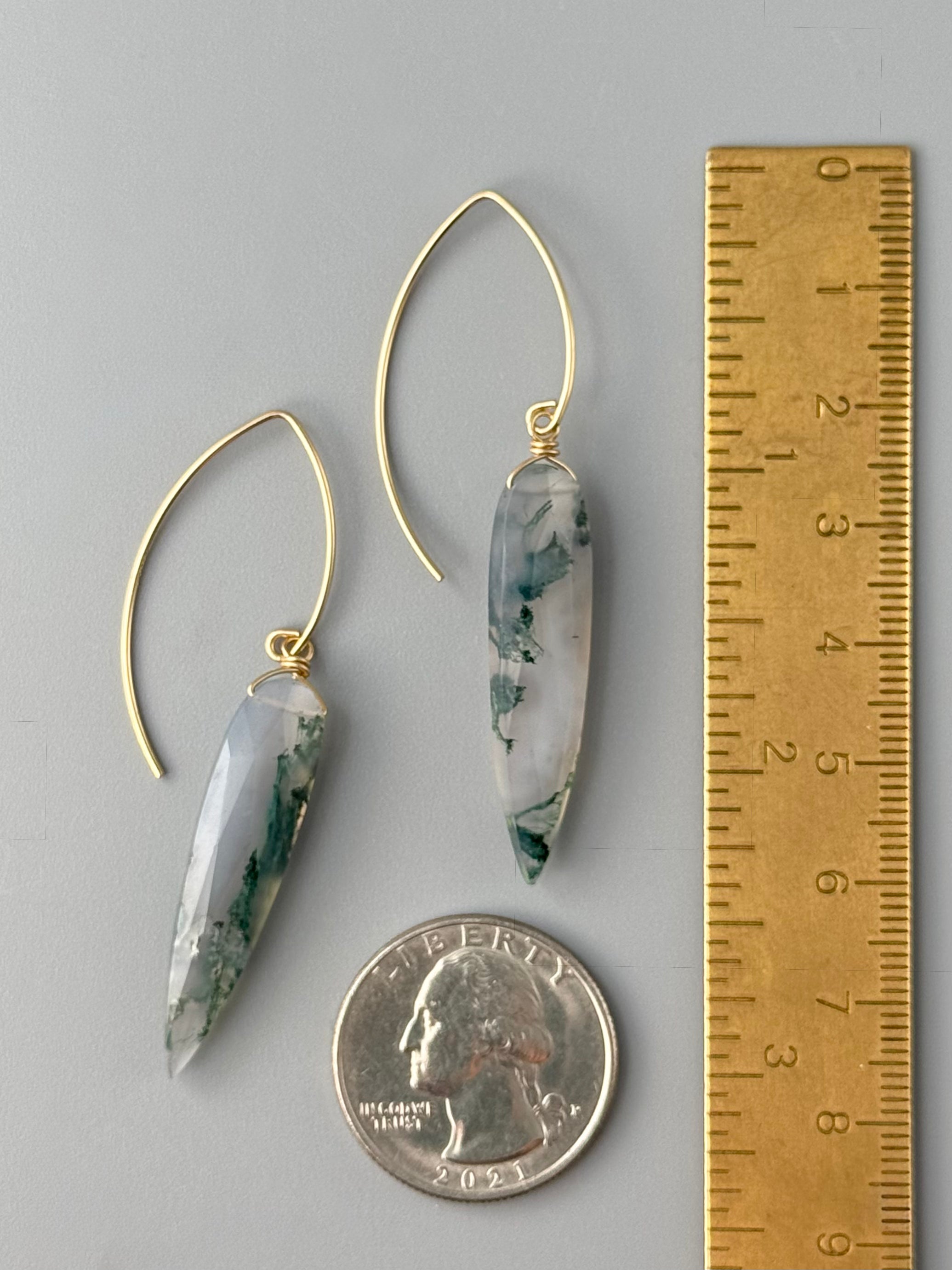 •STRAY• moss agate + gold earrings