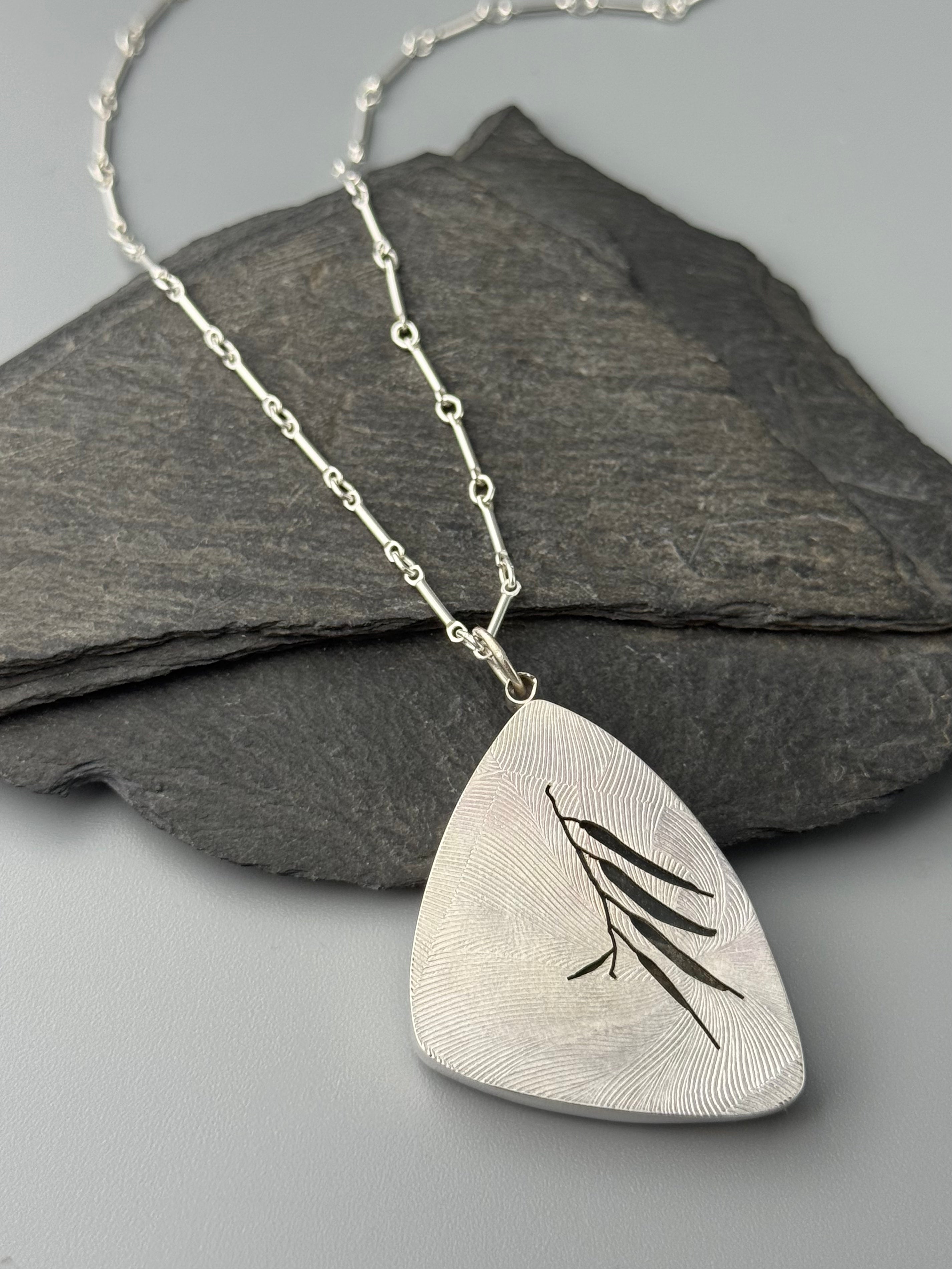 •HARMONY• blue calcite + olive branch + silver necklace (18" - 21" long)