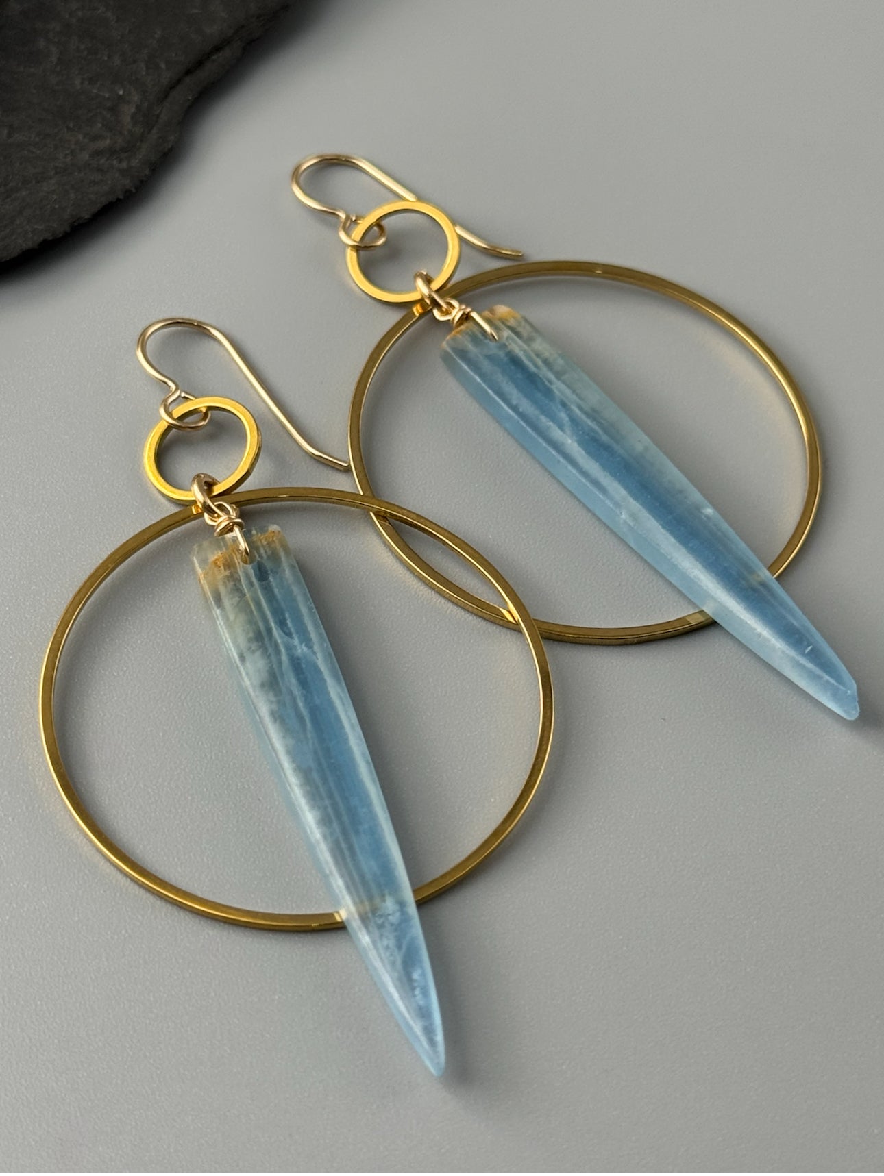 •EQUA-ORBIT• blue calcite + gold earrings