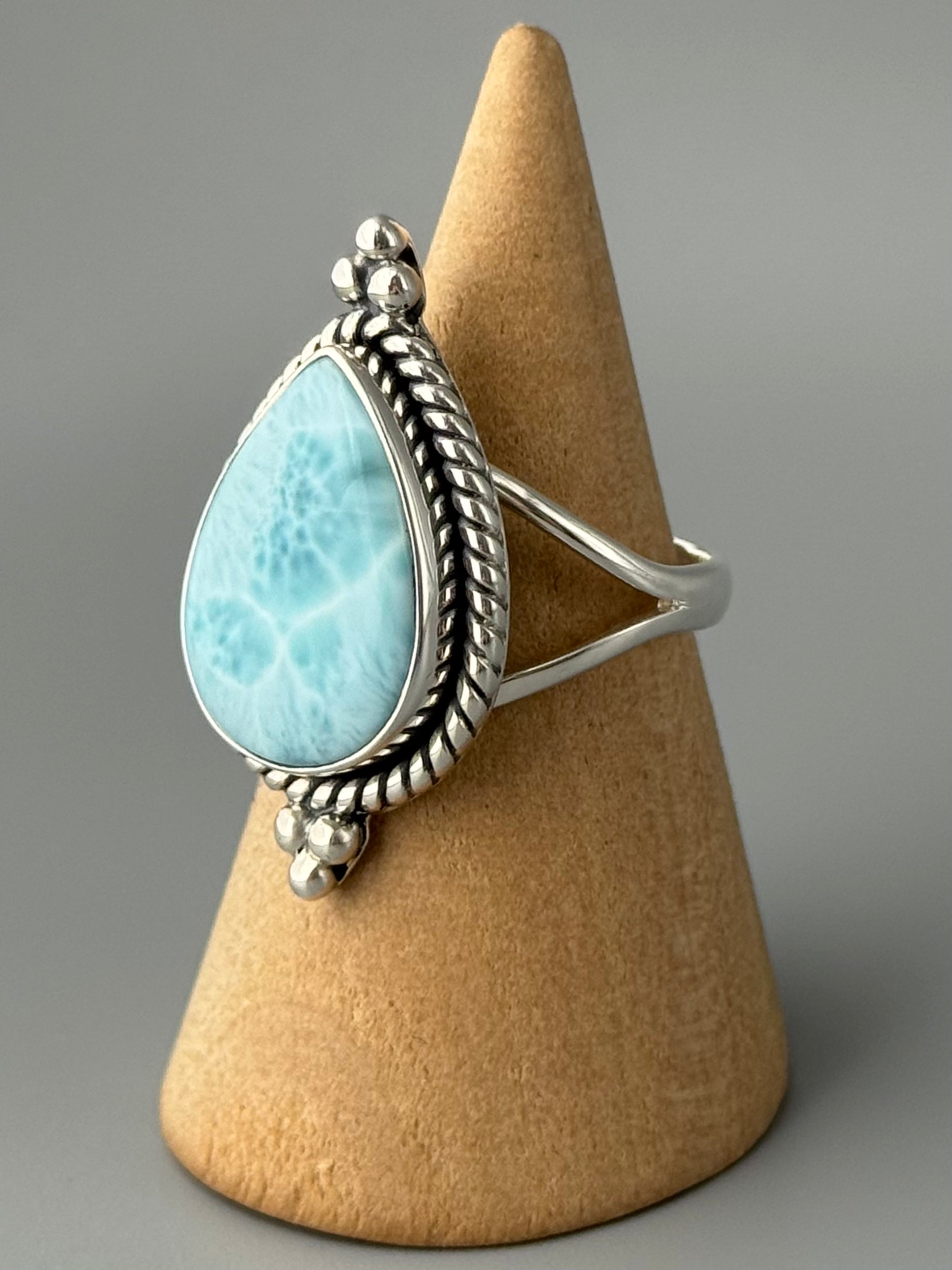 •LARIMAR - VANITY• roped bezel silver ring (various sizes)