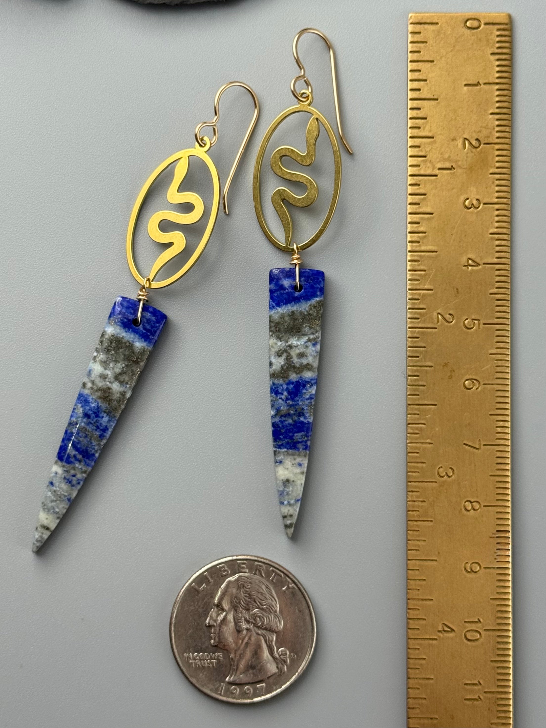 •SLITHER• lapis lazuli + gold earrings