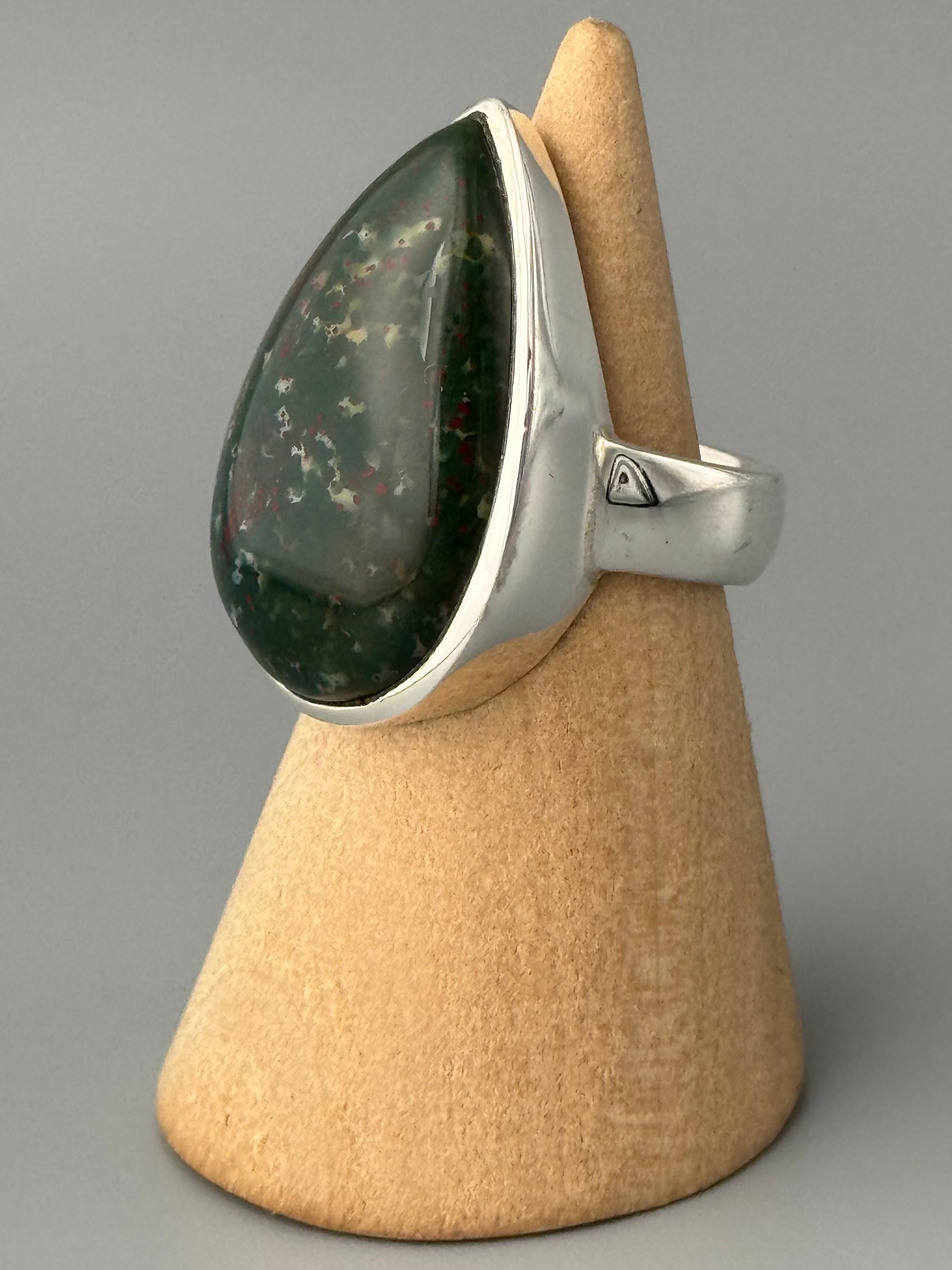 •BLOODSTONE - TEAR 1• sterling silver ring (size 6)