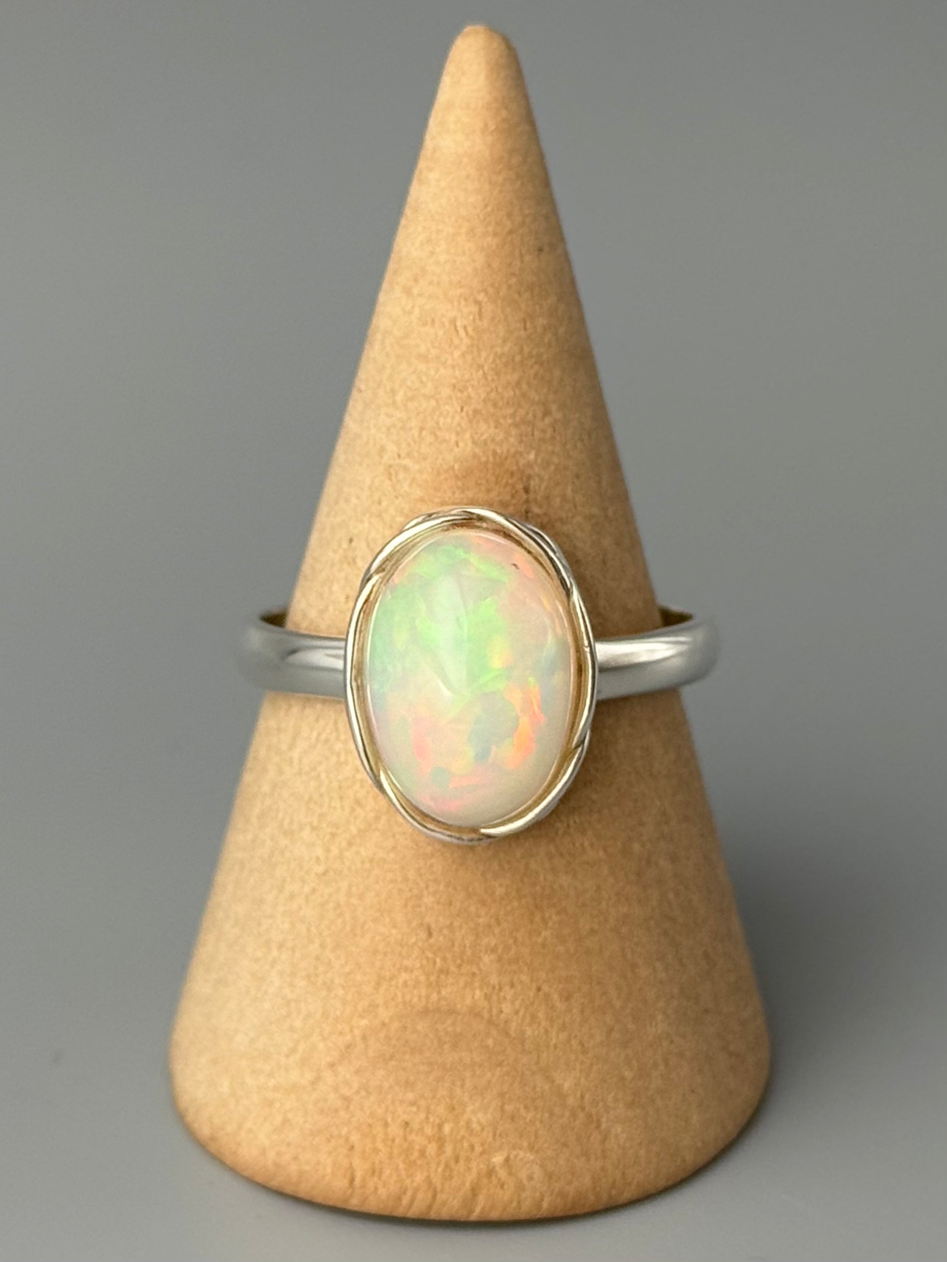 •ETHIOPIAN OPAL - LATTICE• braided bezel silver ring (various sizes)