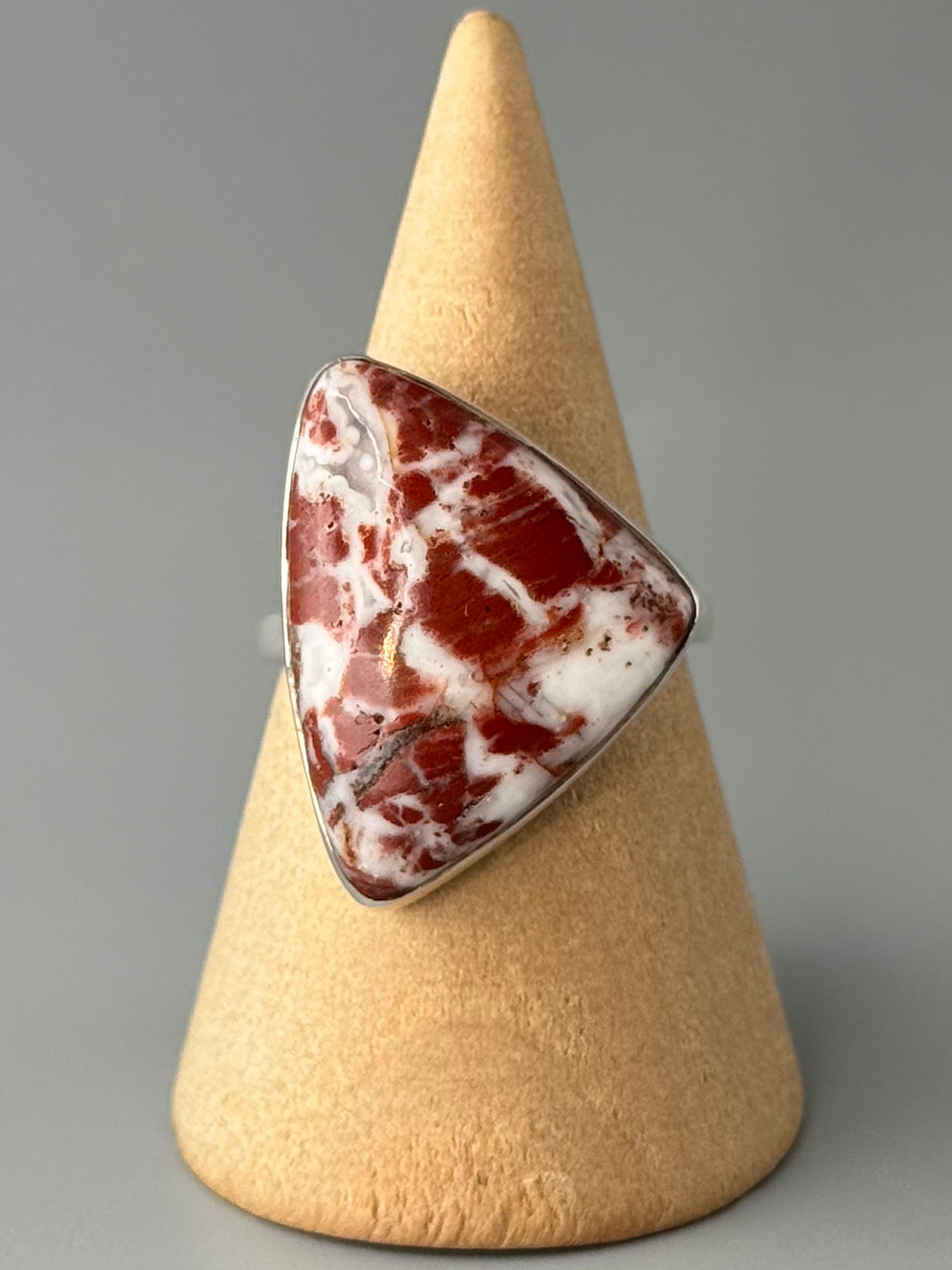 •BRECCIATED JASPER - SOFT TRIANGLE• sterling silver ring (size 9)