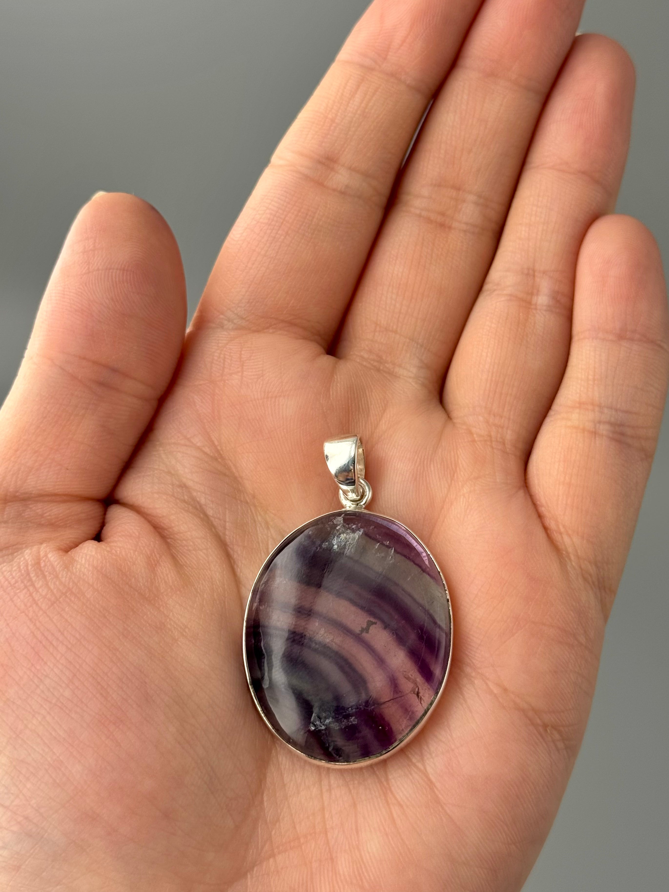 •FLUORITE OVAL - 2• sterling silver pendant