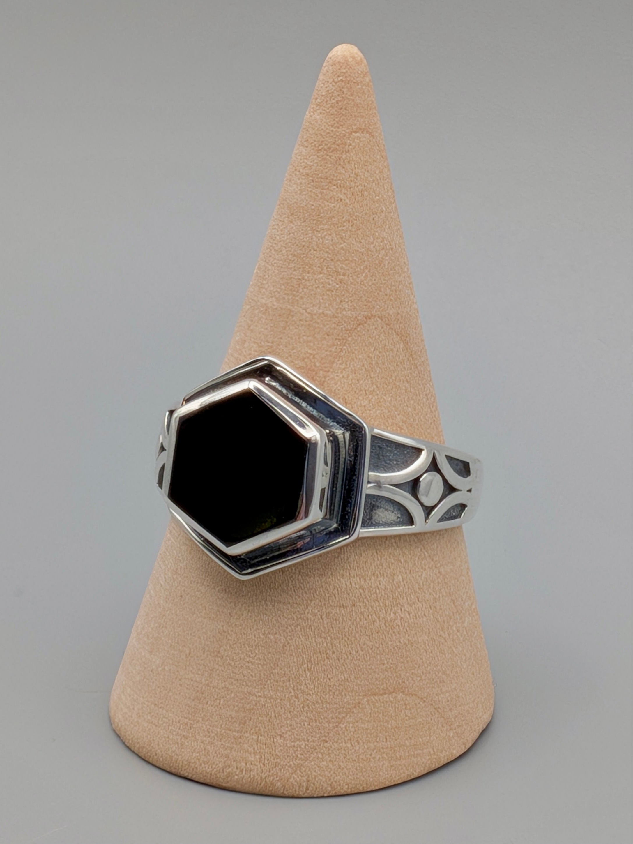 •ONYX - HEX SIGNET• sterling silver ring (various sizes)