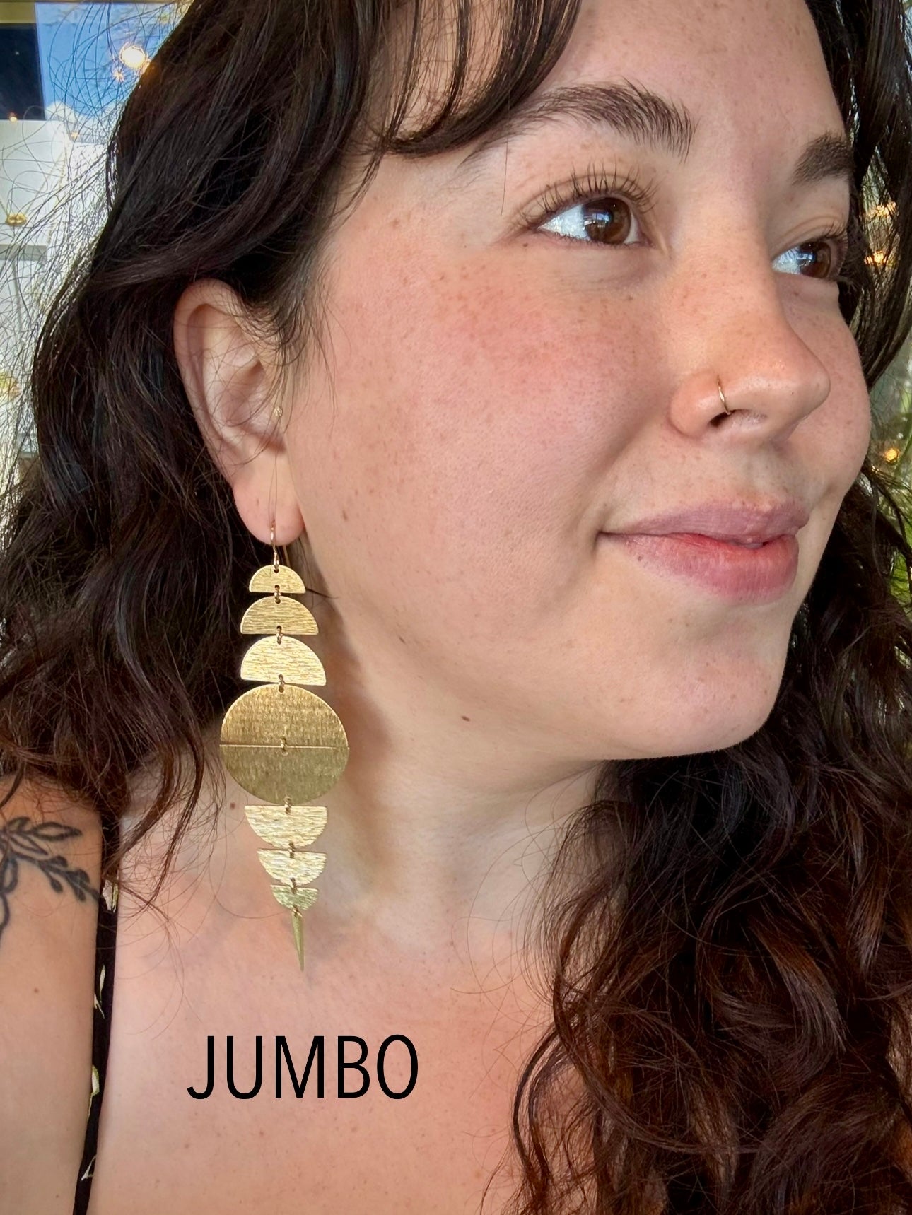 •MOON STACK - LARGE• gold dangle earrings