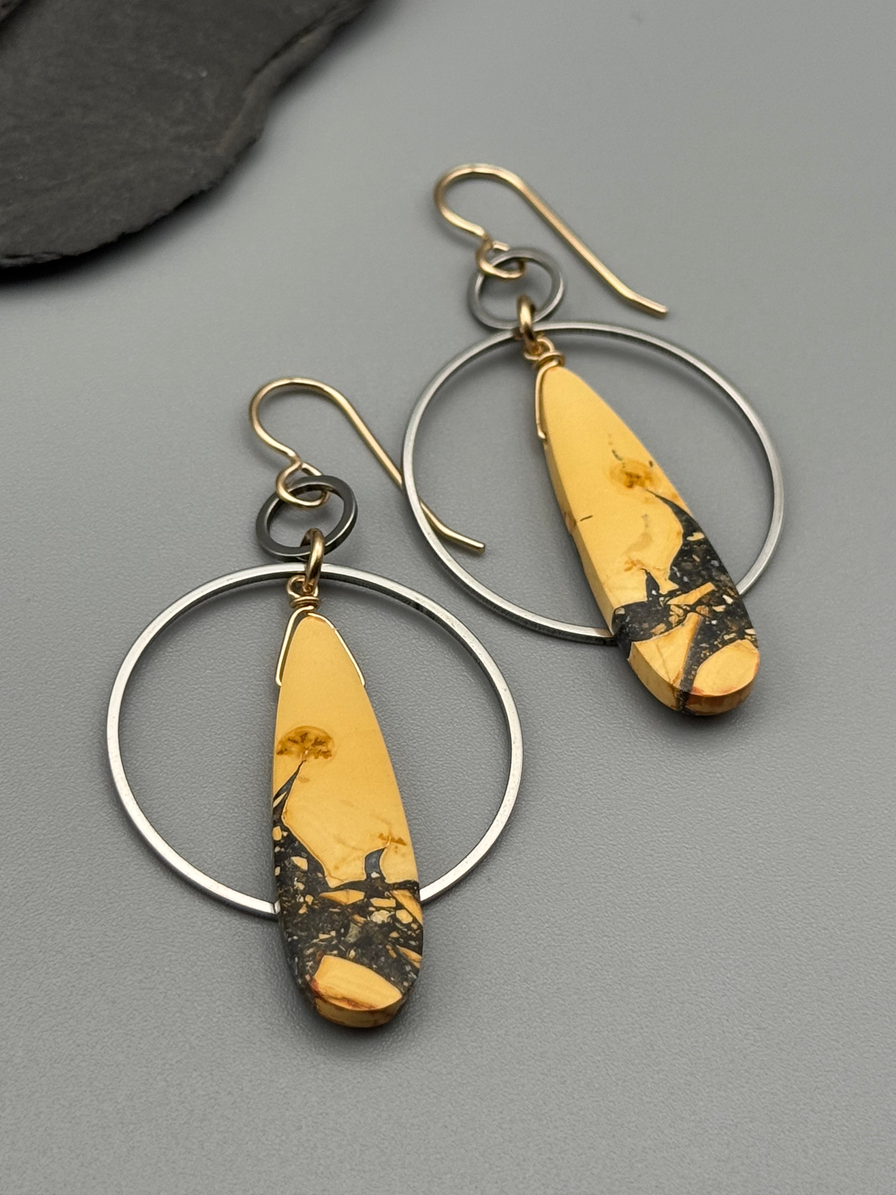 •EQUA-ORBIT• maligano jasper + mixed metal earrings