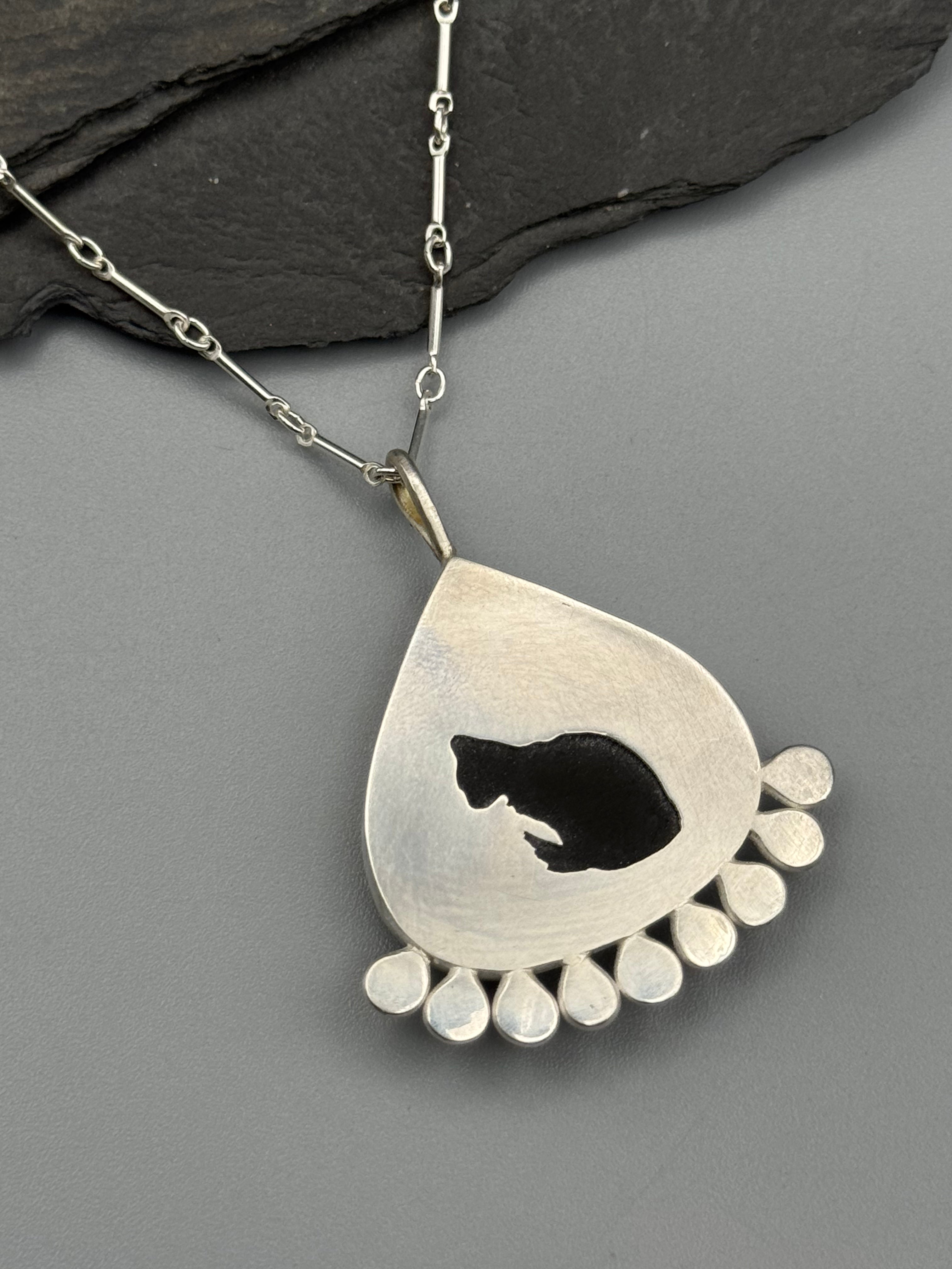 •SALEM• ebony + silver necklace (26" - 29" long)