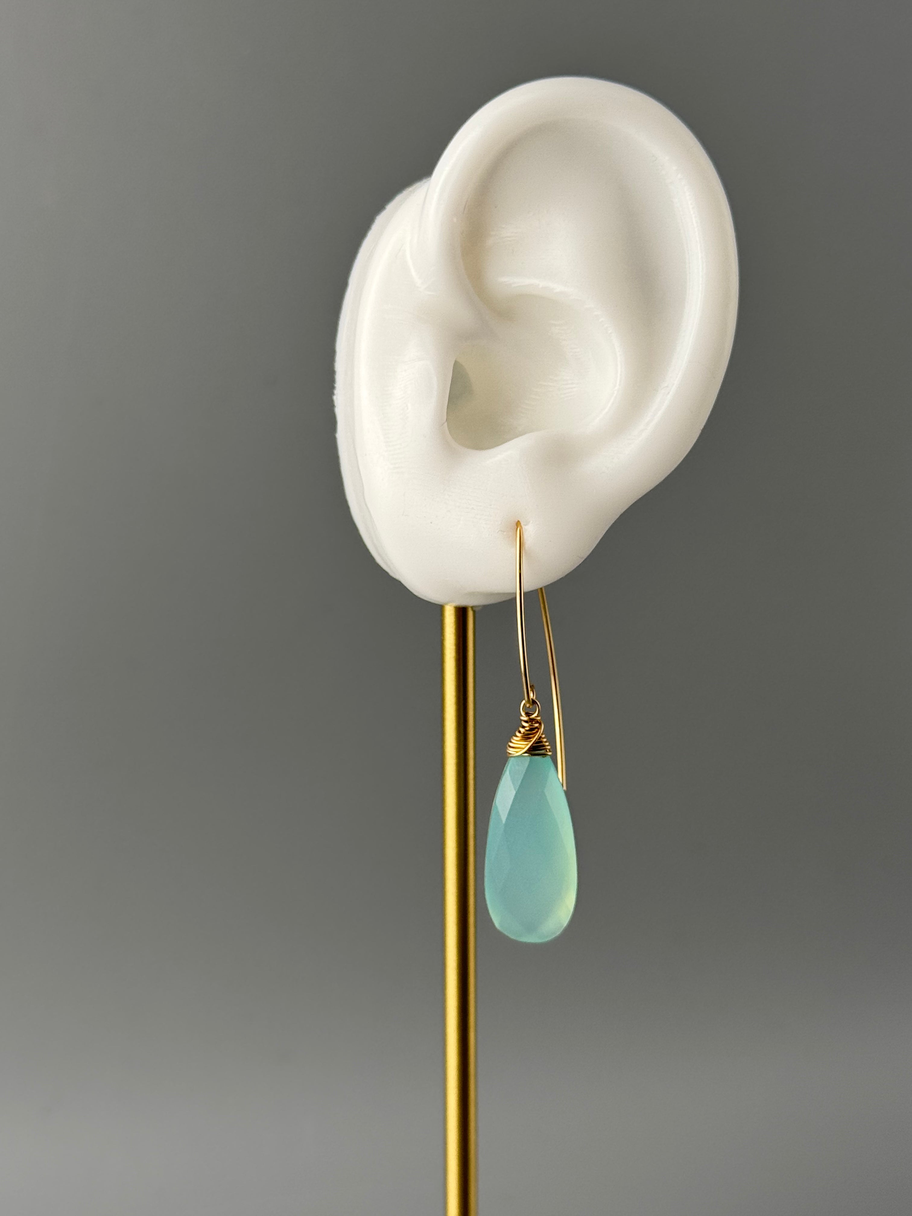 •STRAY• aqua chalcedony + gold earrings
