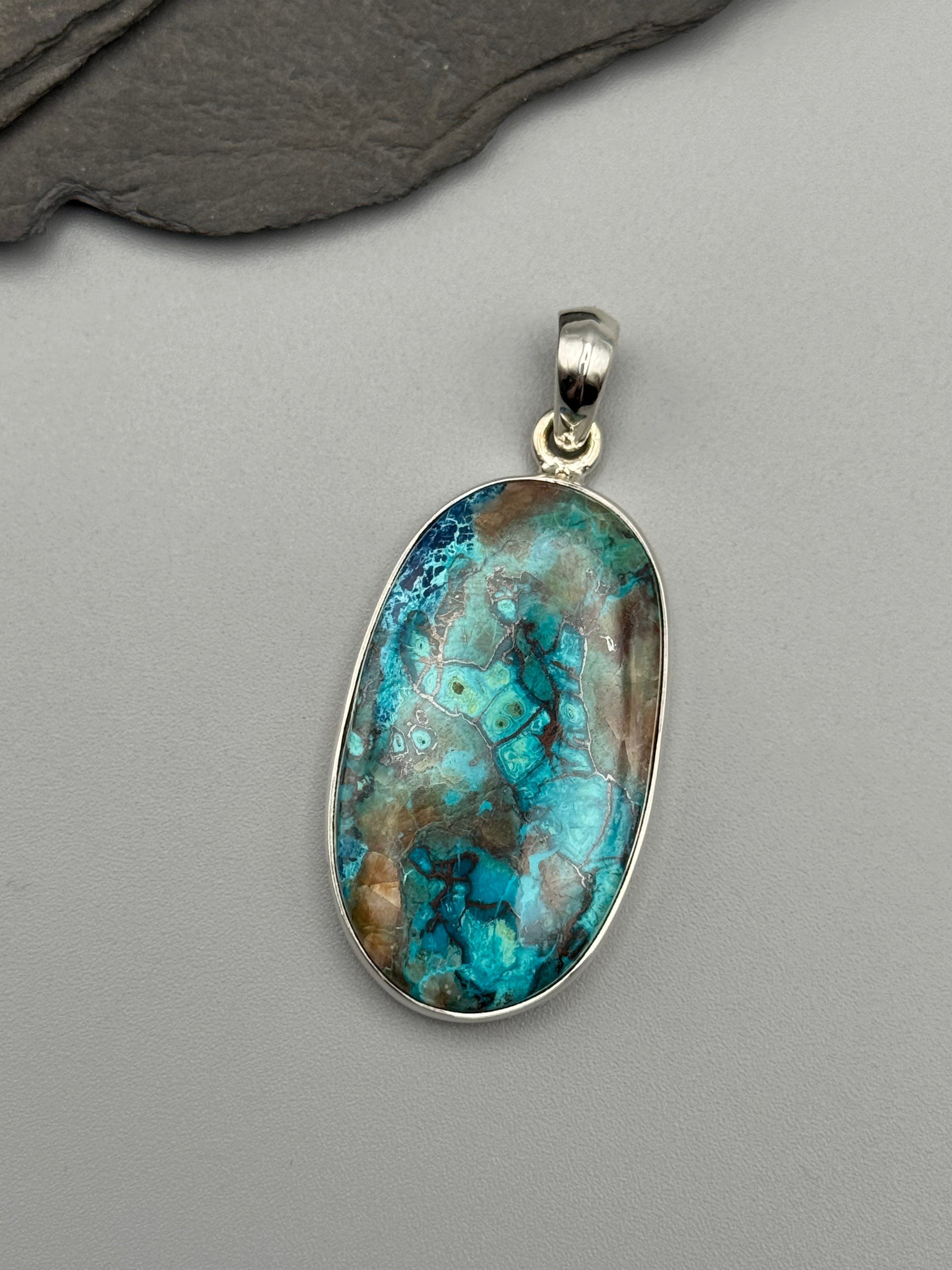 •SHATTUCKITE - MEDIUM OVAL• sterling silver pendant