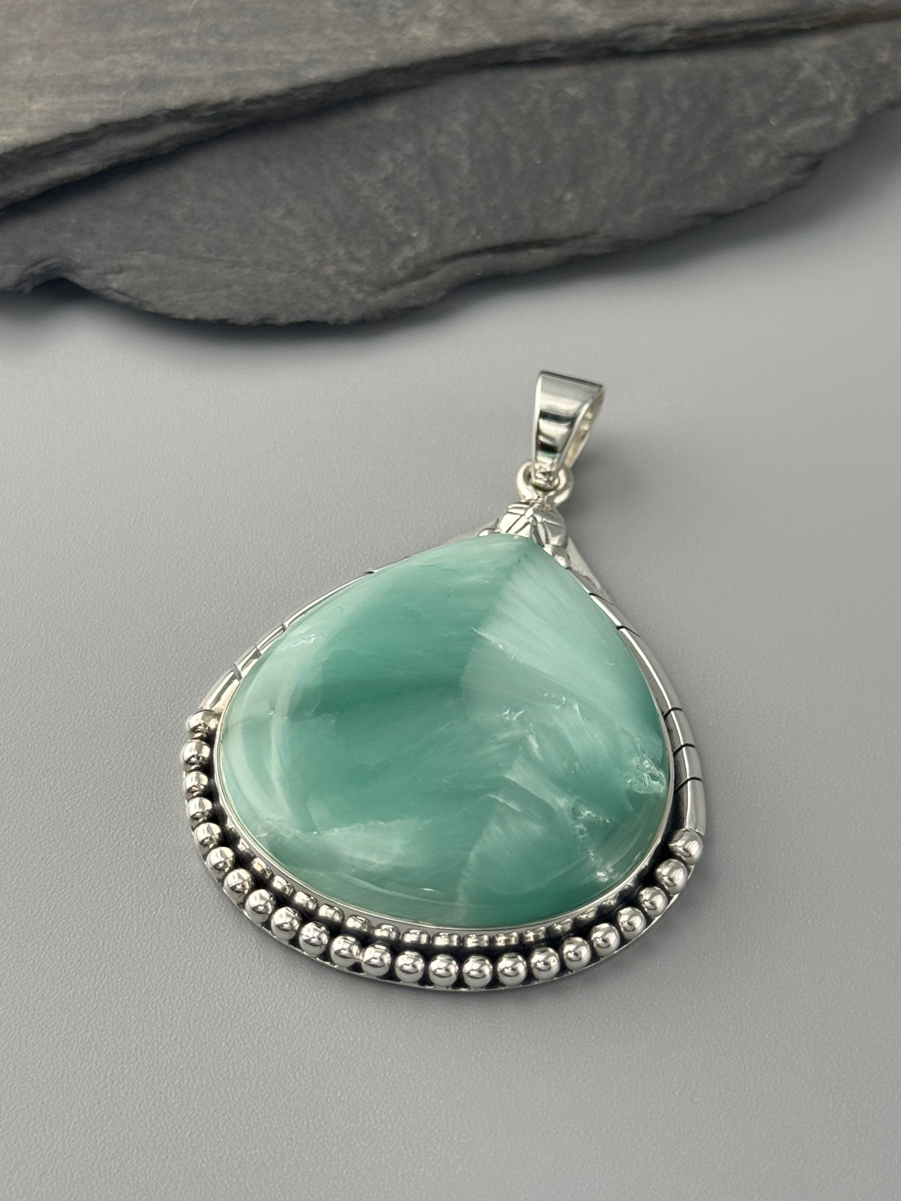 •HEMIMORPHITE TEAR - CANYON• sterling silver pendant