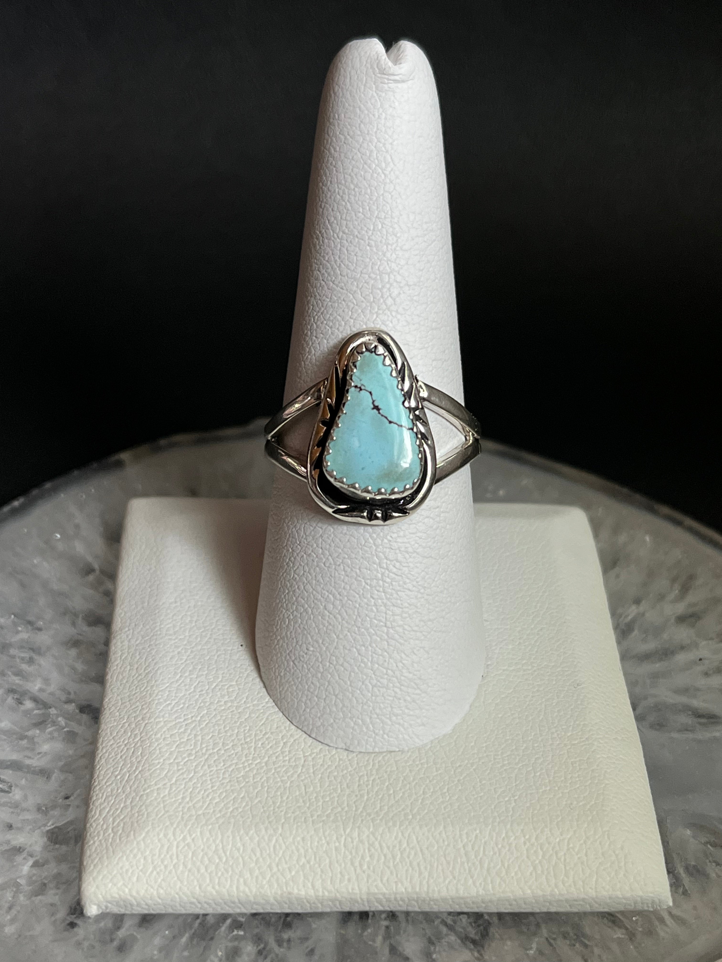 •GOLDEN HILL TURQUOISE - 1• Navajo silver ring (size 9)