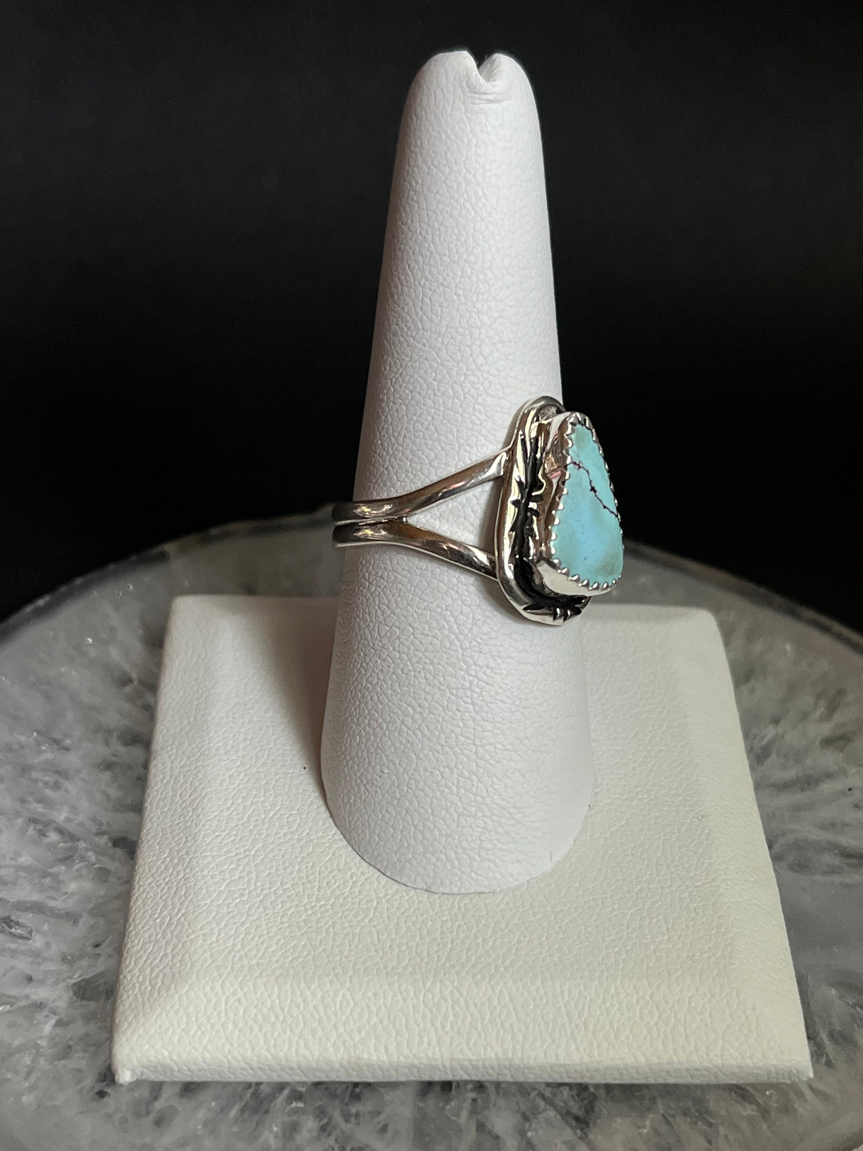 •GOLDEN HILL TURQUOISE - 1• Navajo silver ring (size 9)