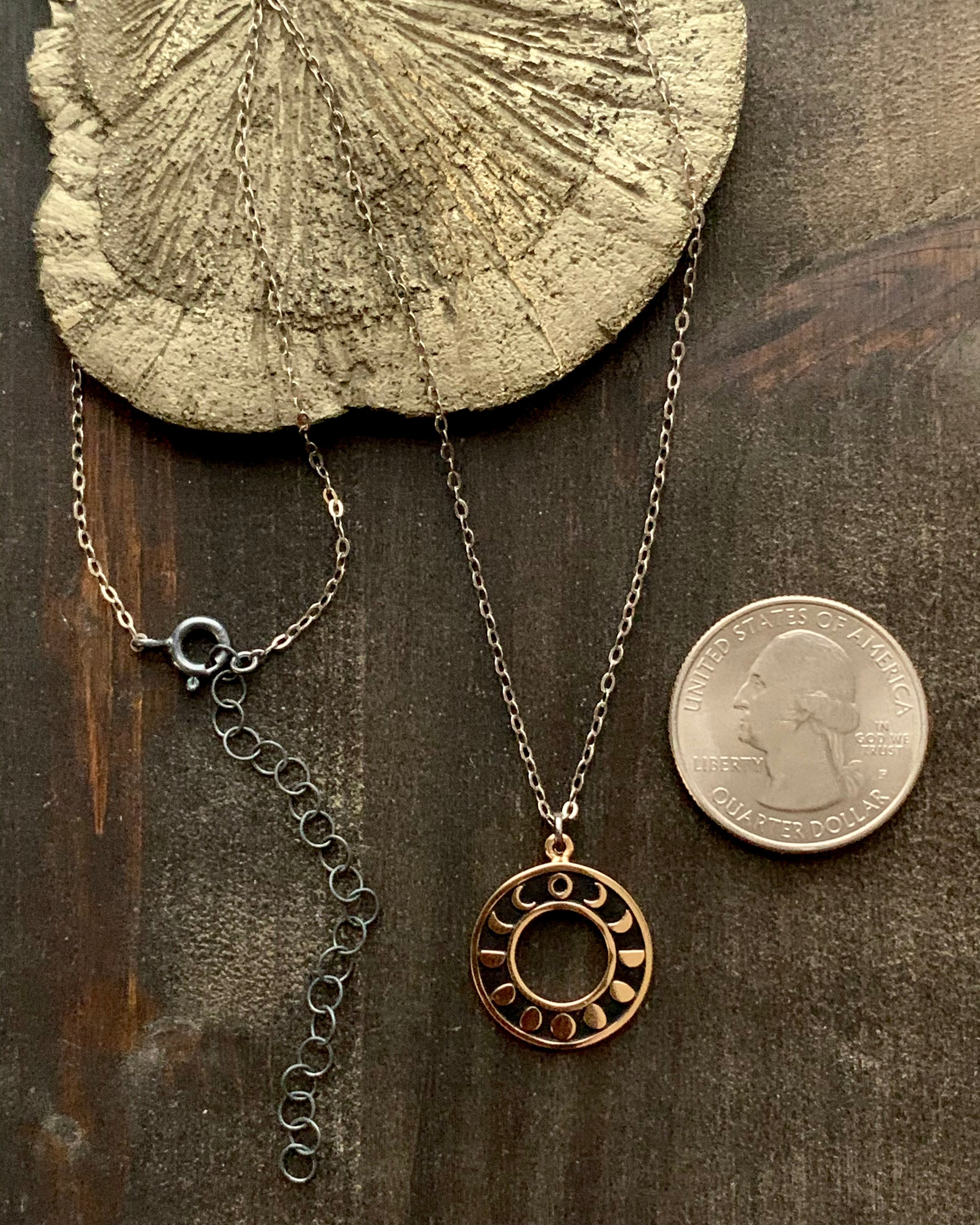 •MOONPHASE CIRCLE• mixed metal necklace