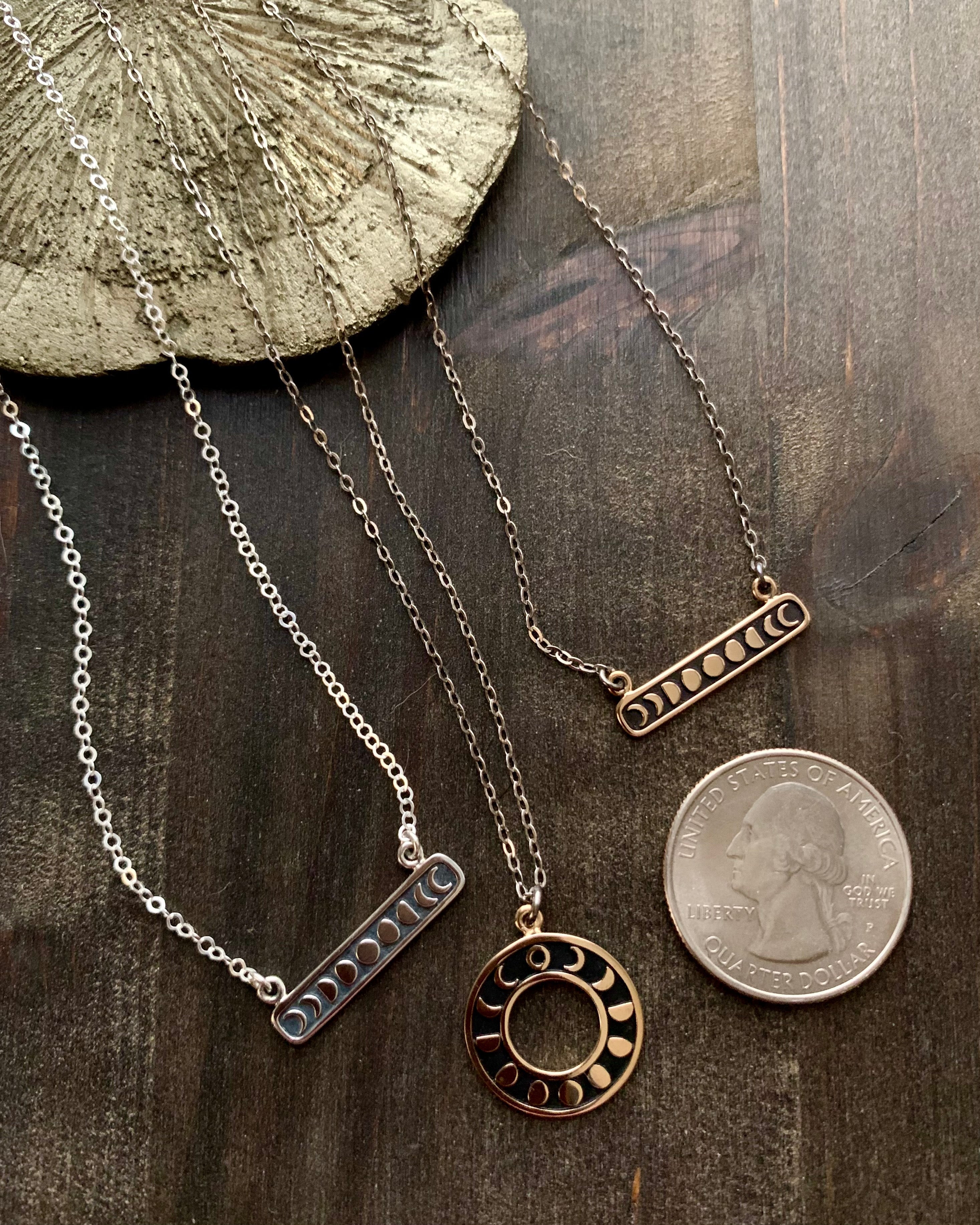 •MOONPHASE BAR• mixed metal necklace