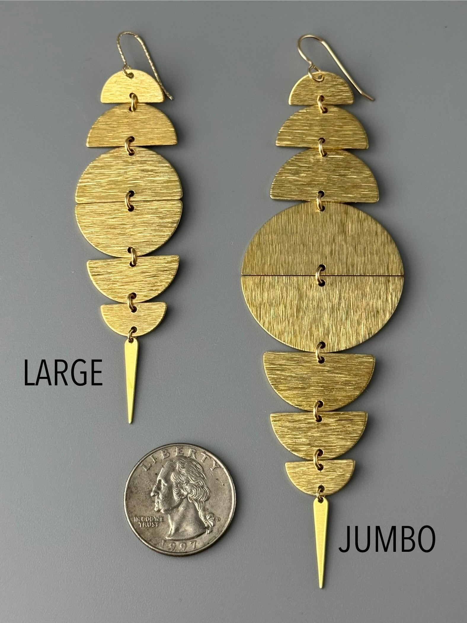 •MOON STACK - LARGE• gold dangle earrings