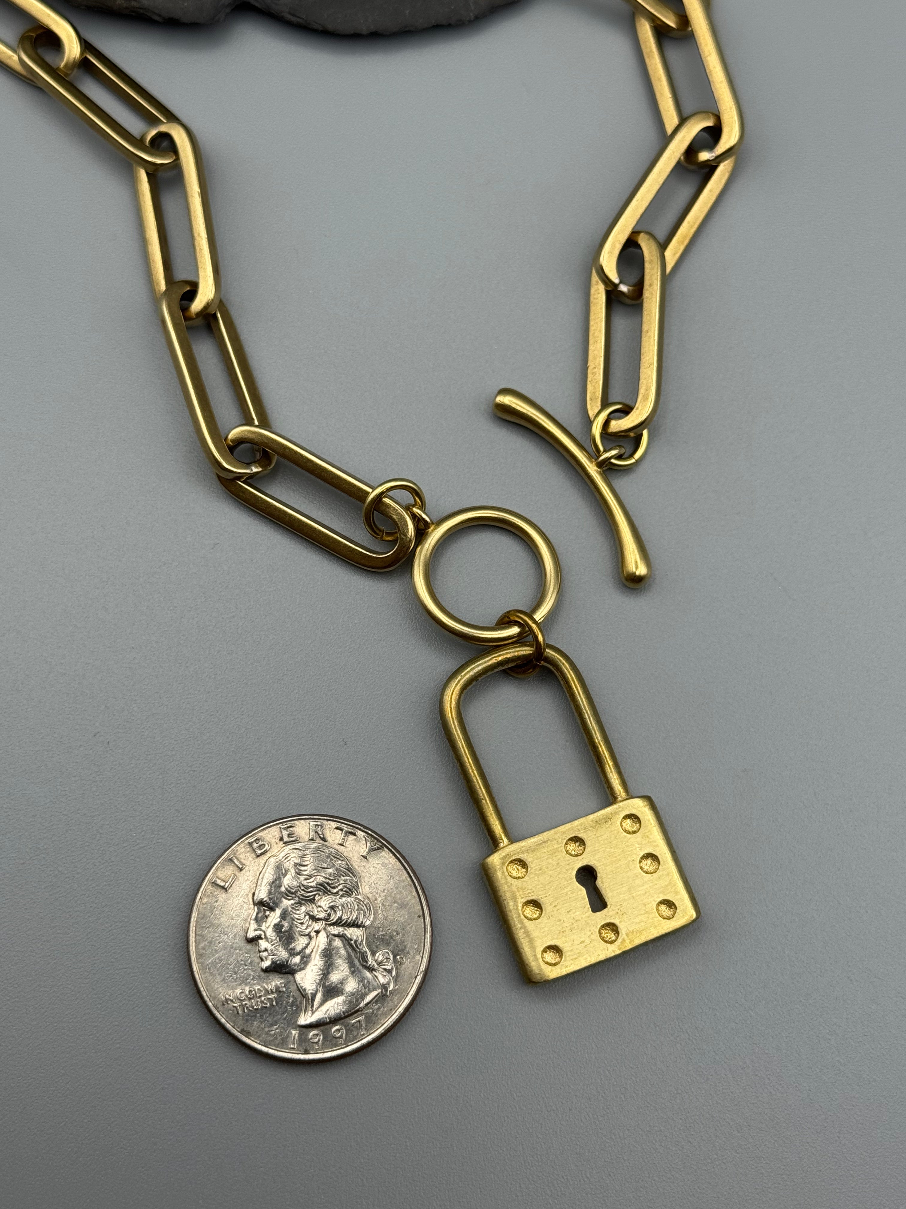 •SAFE• brass necklace (18" long)