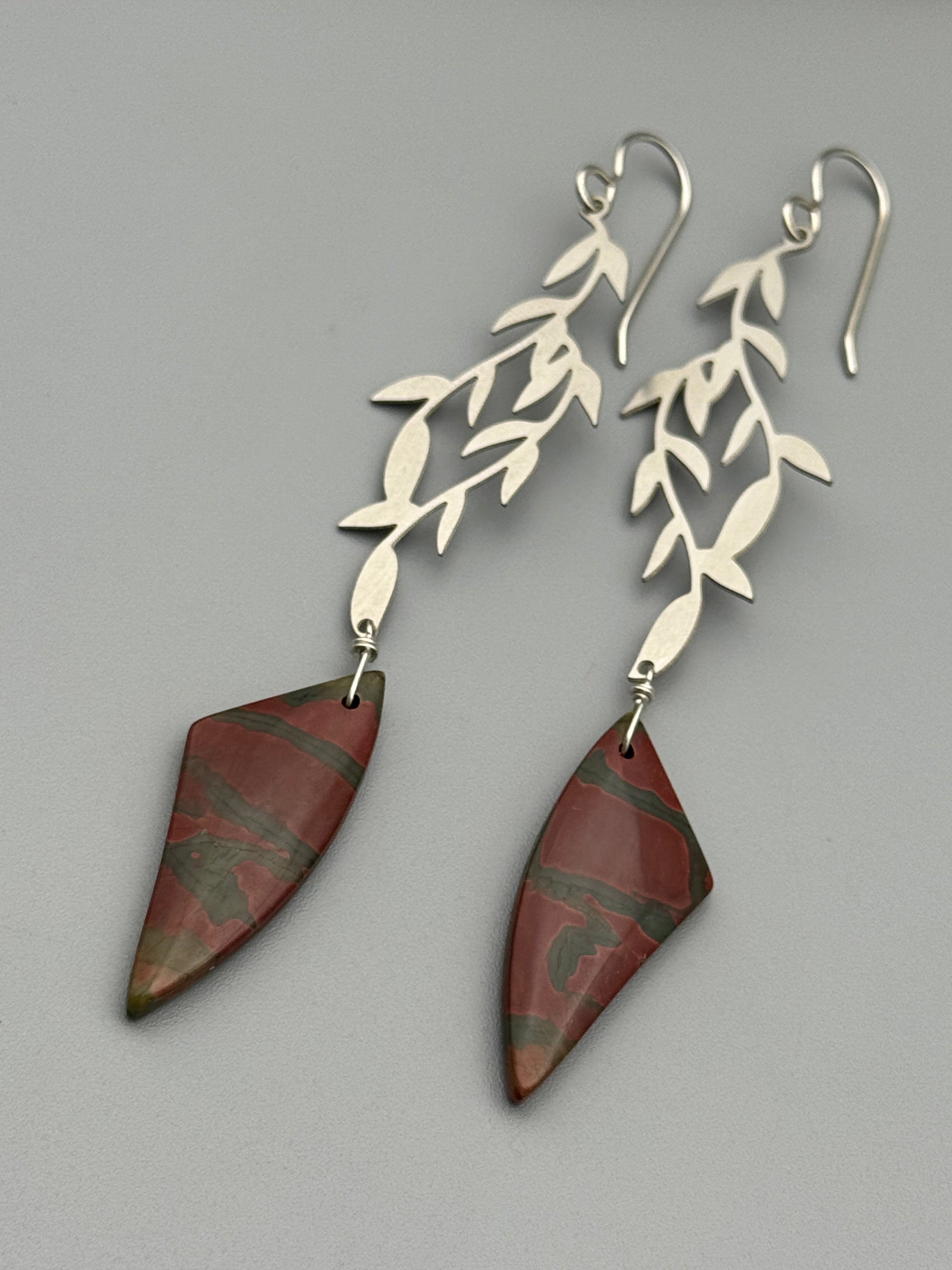 •WEEPING WILLOW• red creek jasper + silver earrings