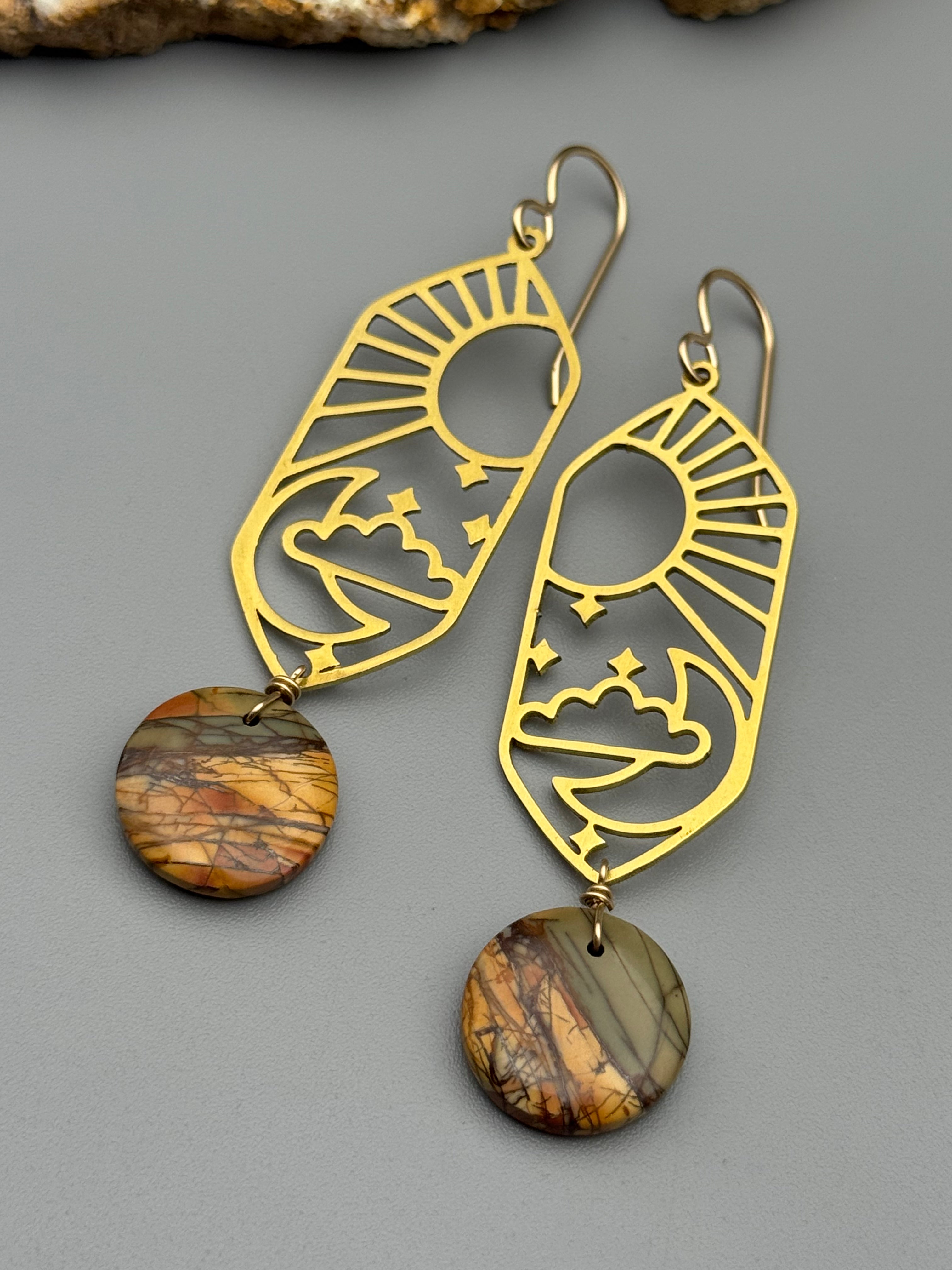 •CELESTIAL NAVIGATION• red creek jasper + gold earrings