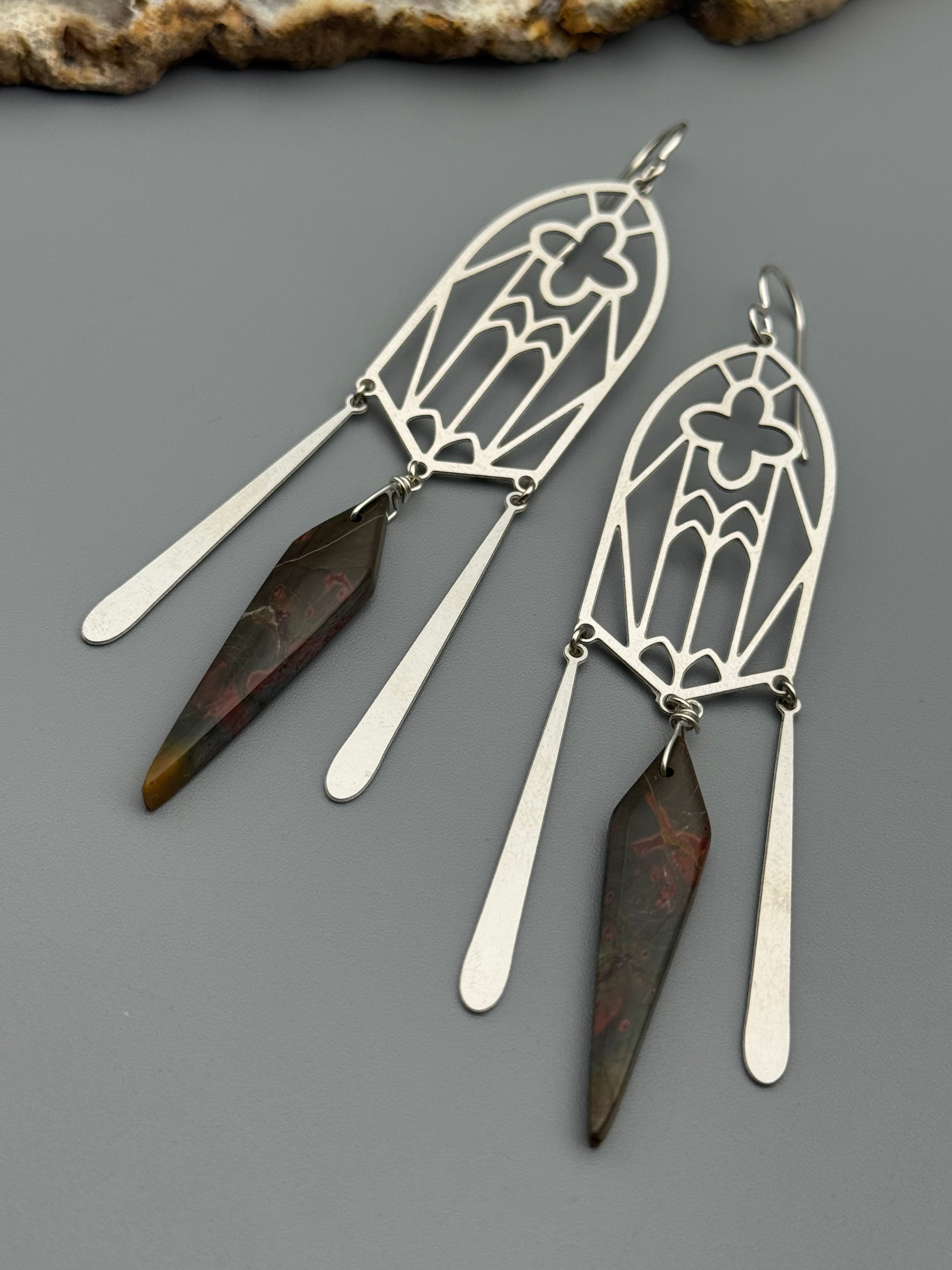 •CATHEDRAL• red creek jasper + silver earrings