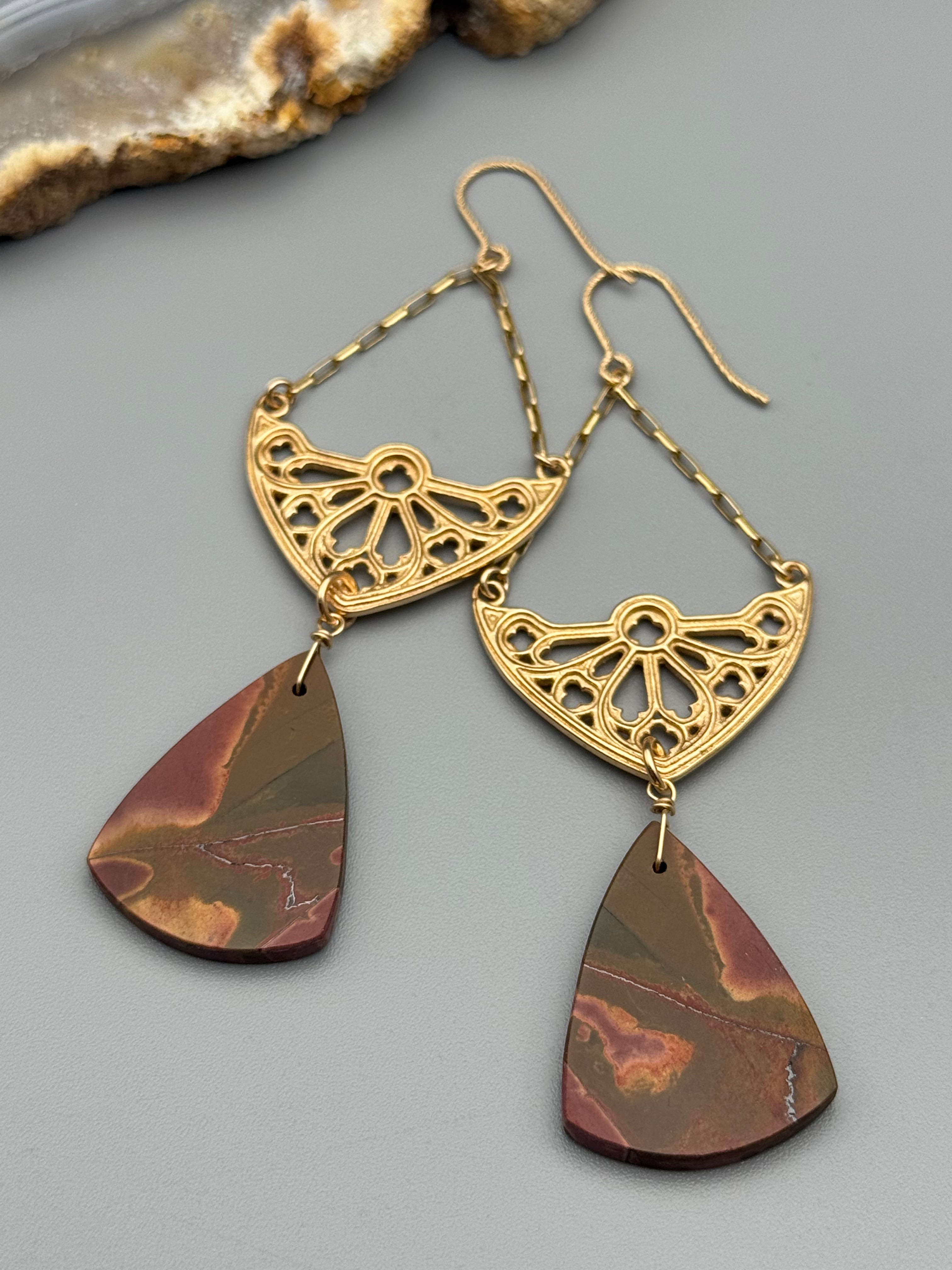 •SAGRADA• red creek jasper + gold earrings