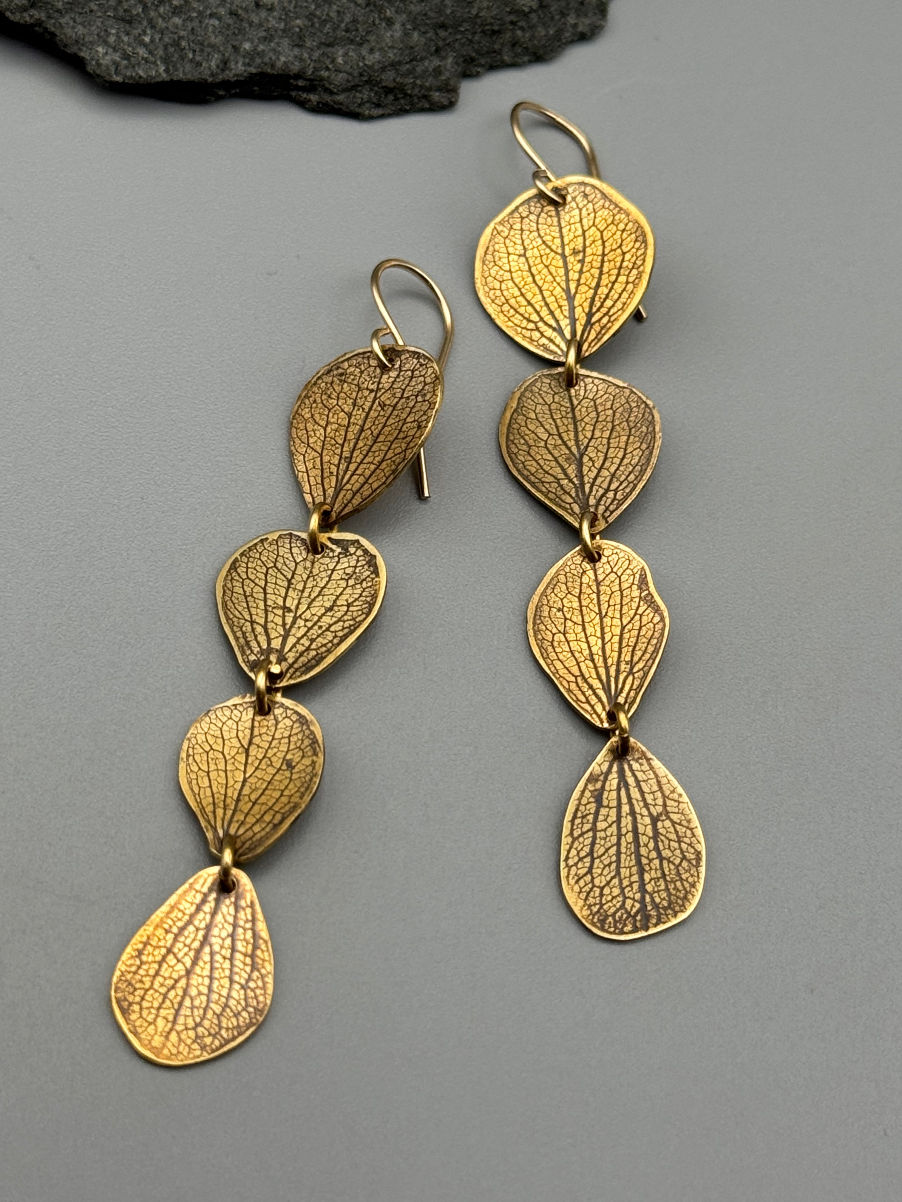 •HYDRANGEA PETALS• gold dangle earrings