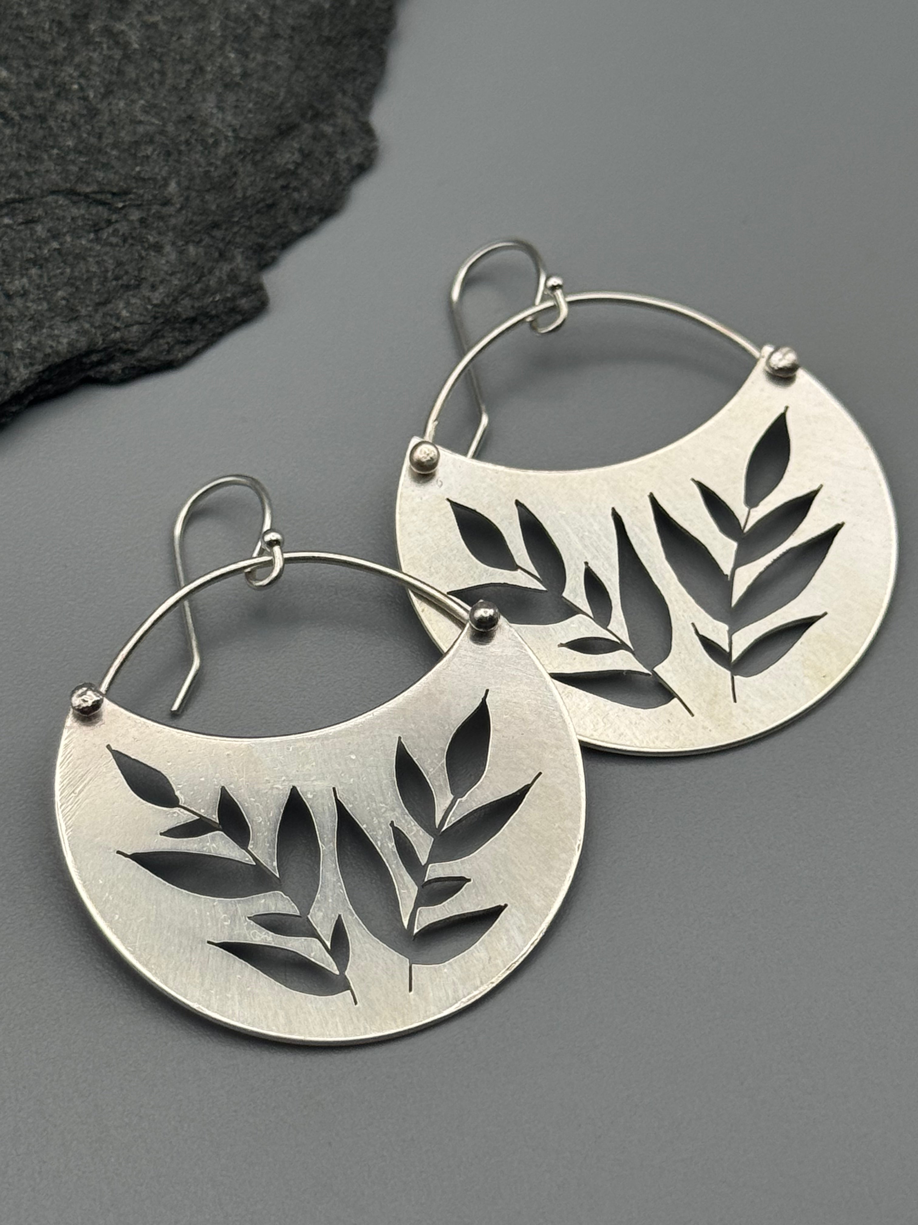 •SWEETGRASS CRESCENT• silver dangle earrings