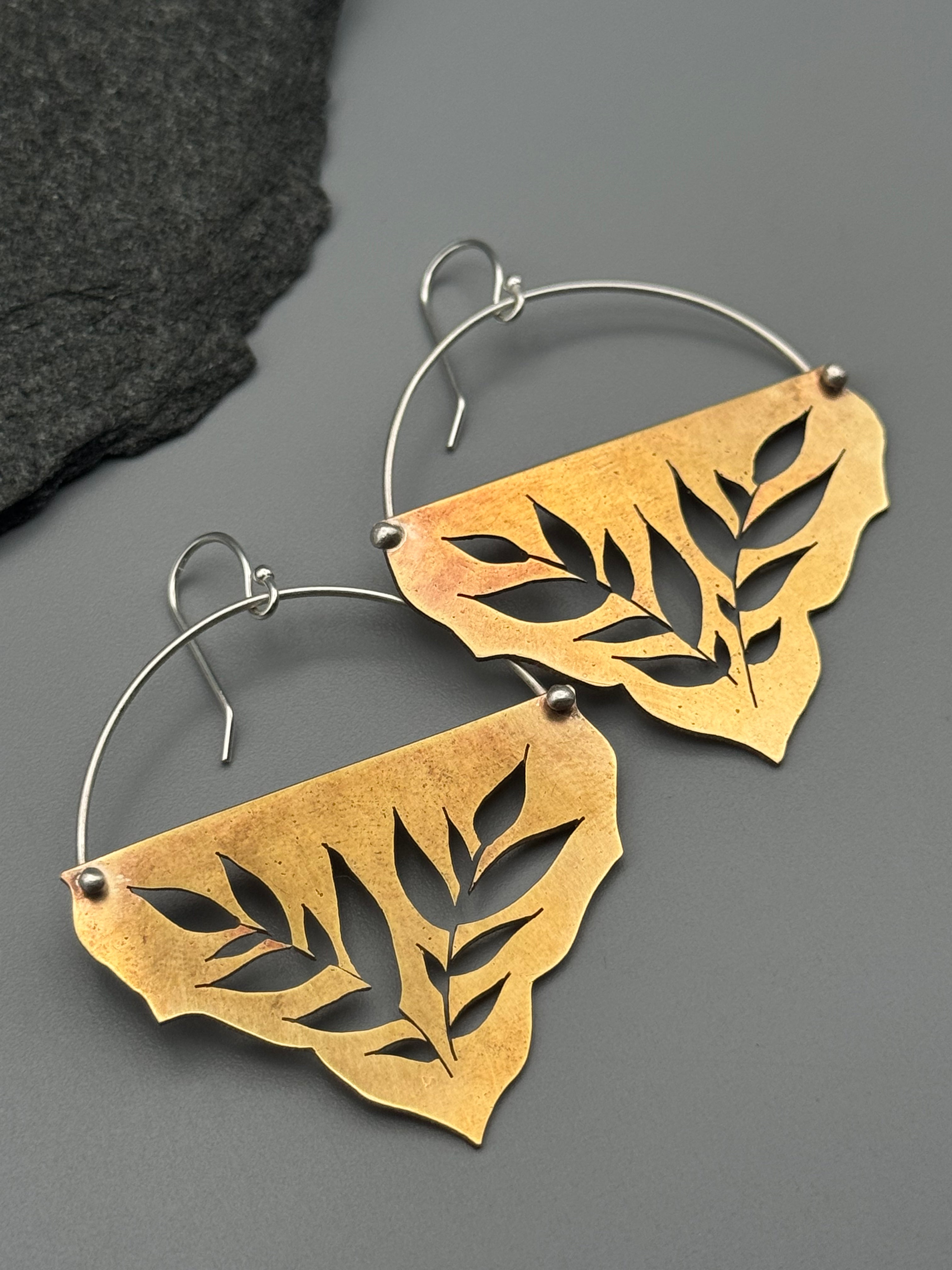 •SWEETGRASS FANCY BASKET• mixed metal dangle earrings