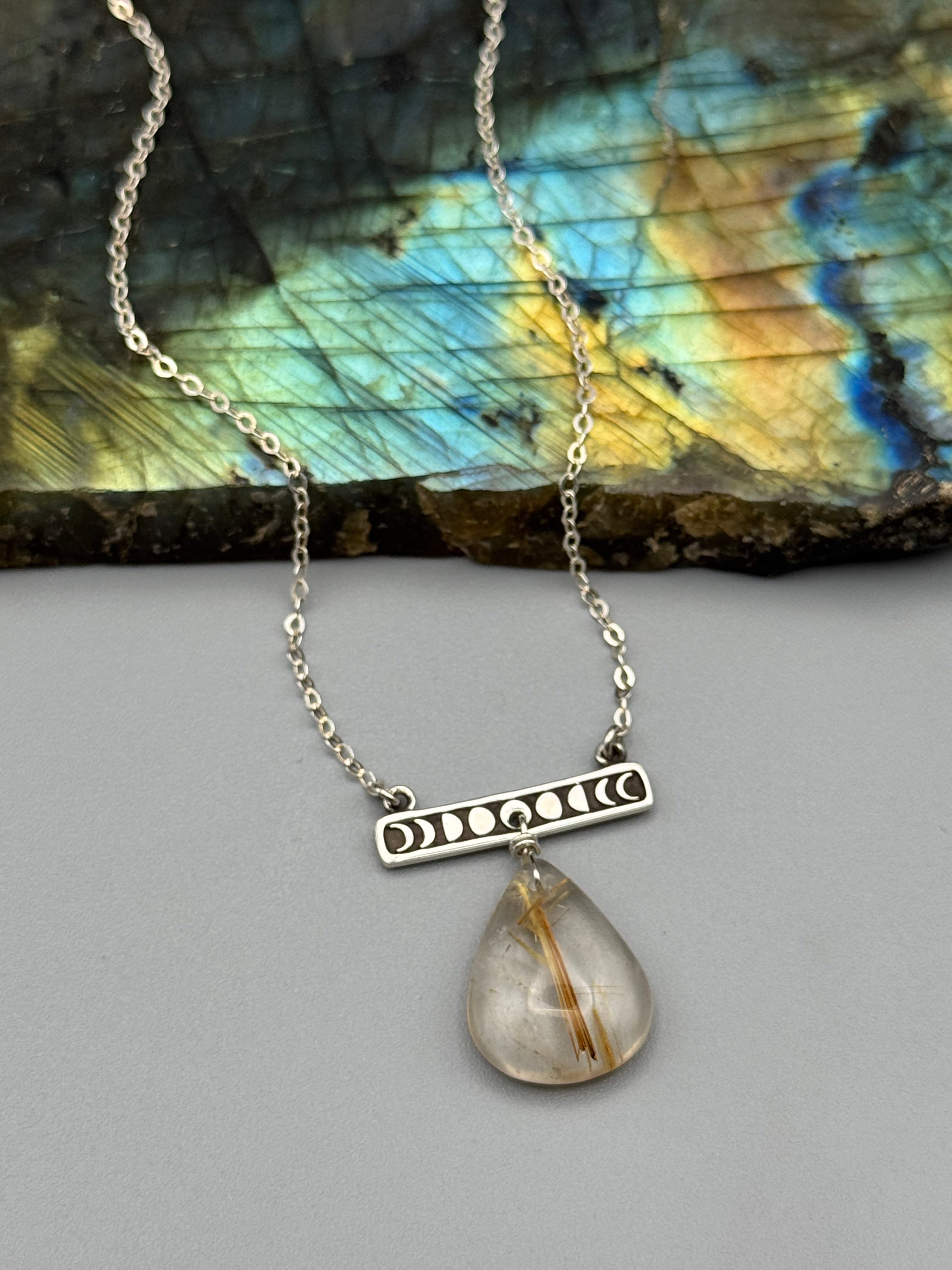 •NYX• rutilated quartz + silver necklace (16"-18" long)