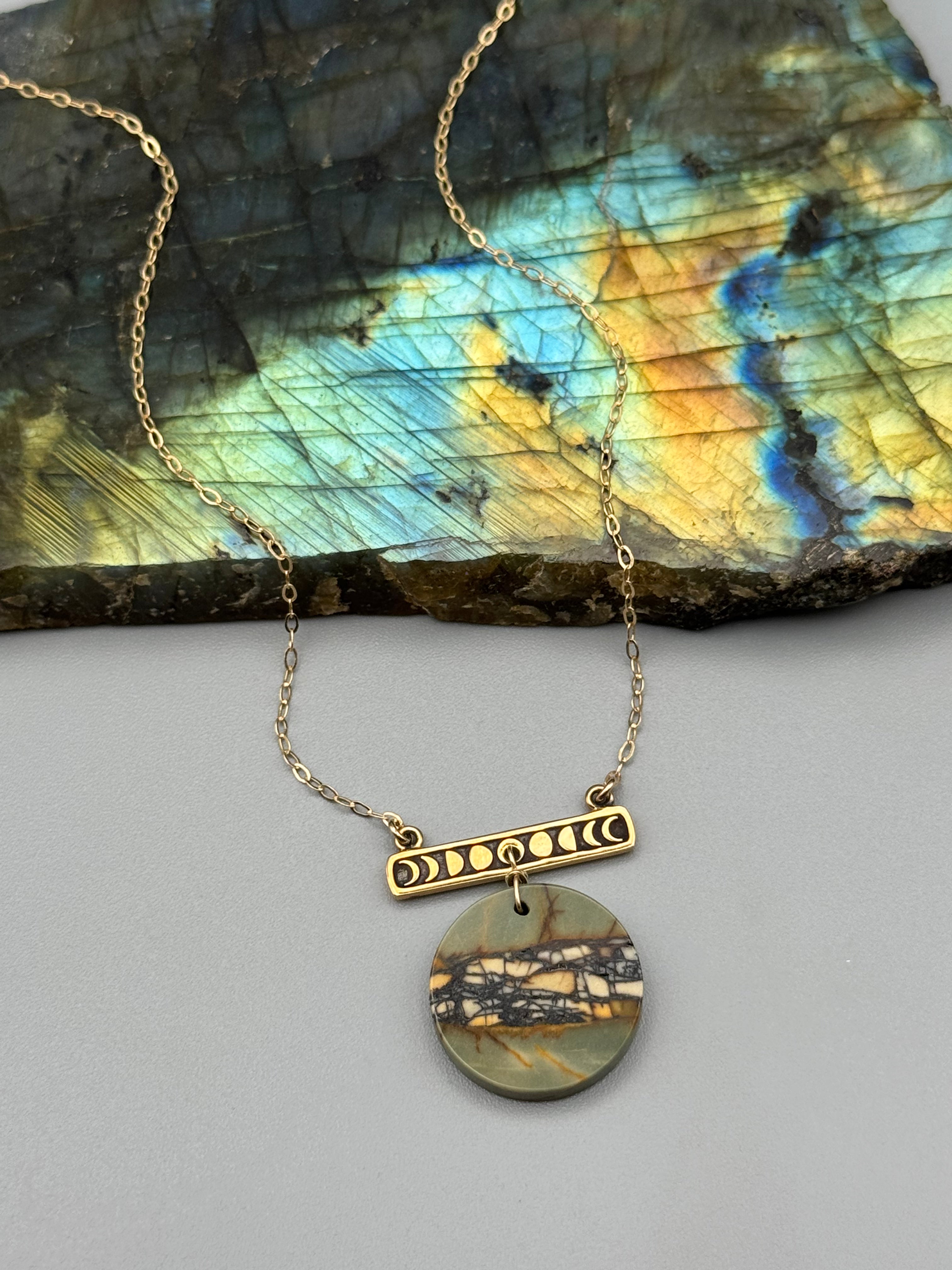 •NYX• red creek jasper + gold necklace (16"-18" long)