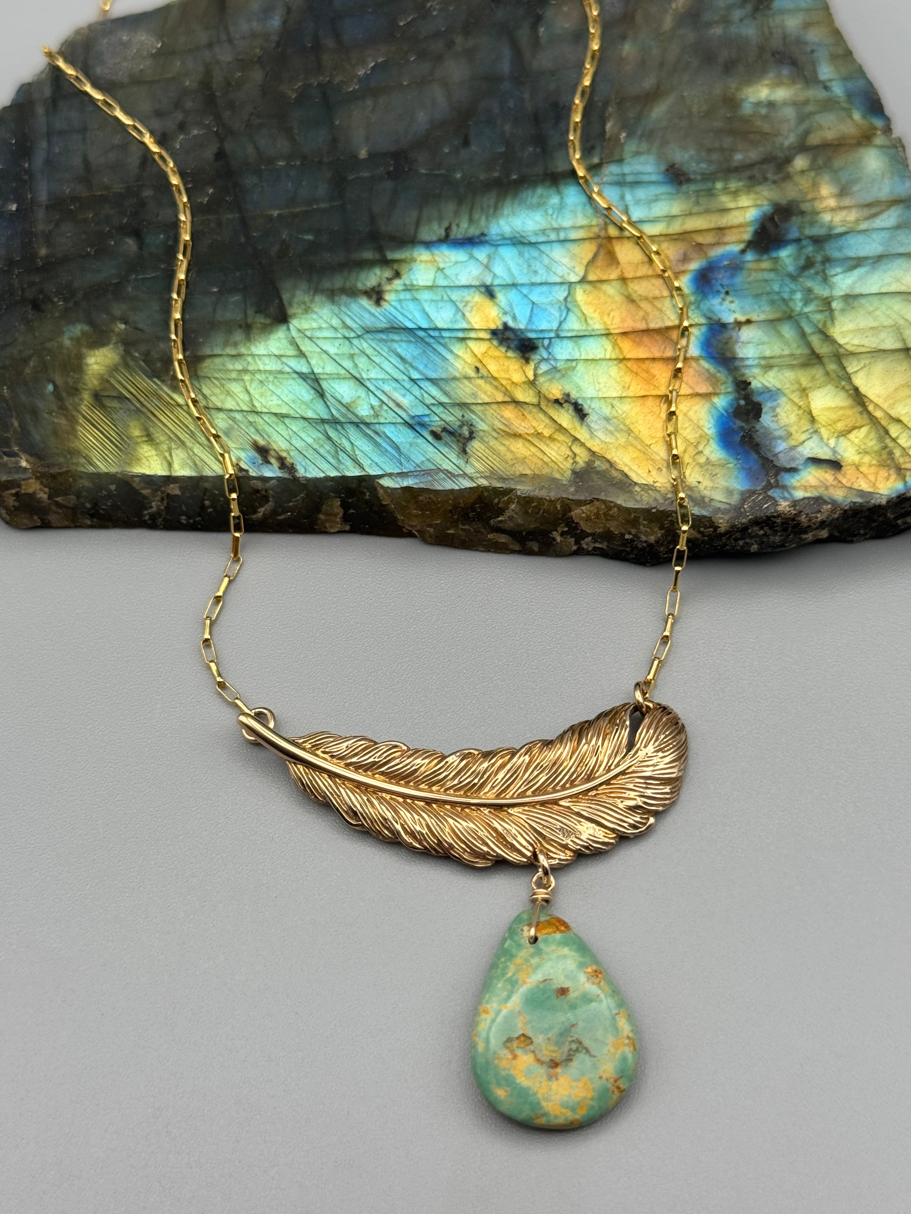 •FLIGHT• turquoise + gold necklace (16"-18" long)