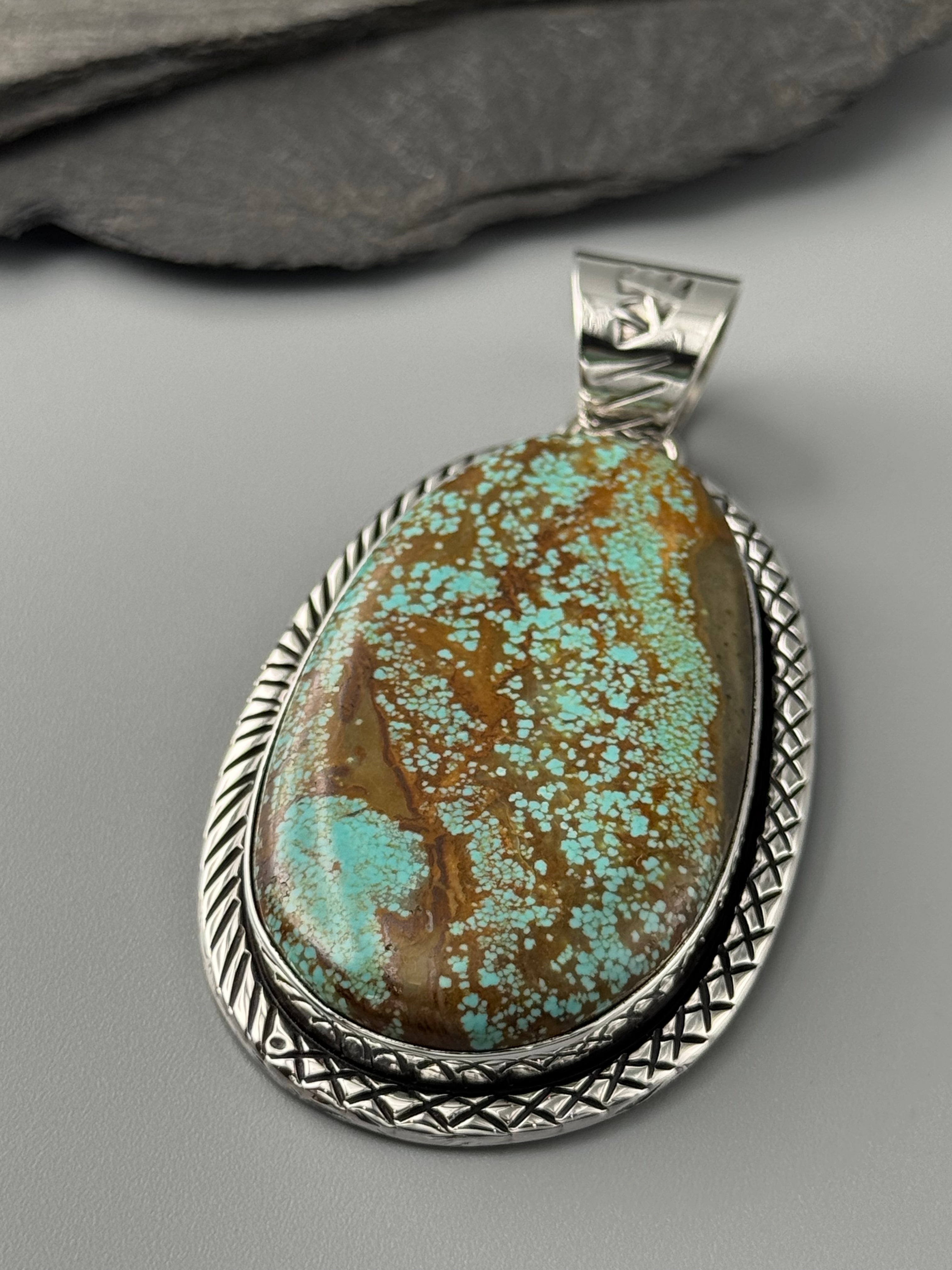•#8 TURQUOISE - SNAKE WISDOM - 1• Navajo sterling silver pendant