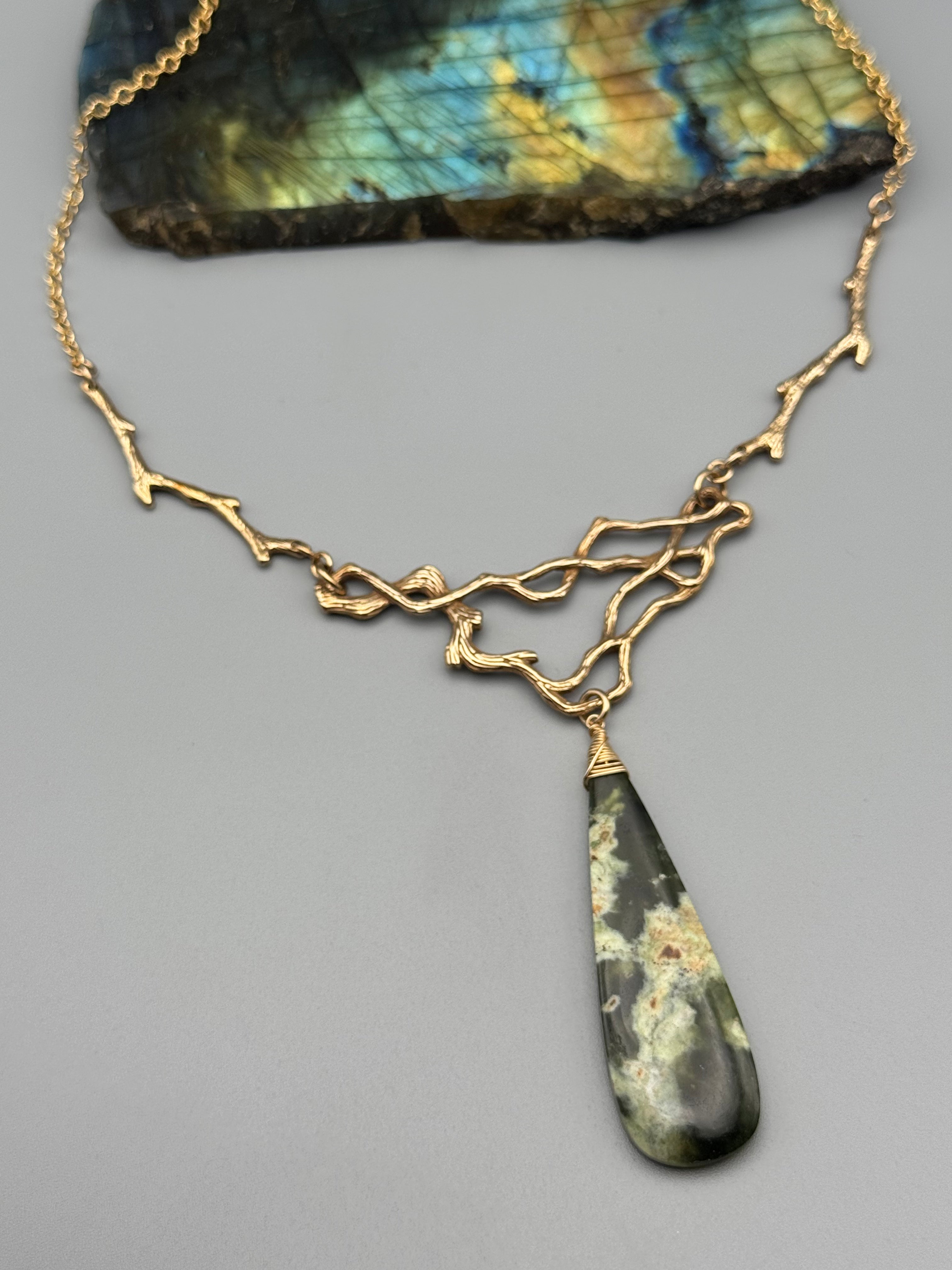 •TSIN• chrome chalcedony + gold necklace (16"-18" long)