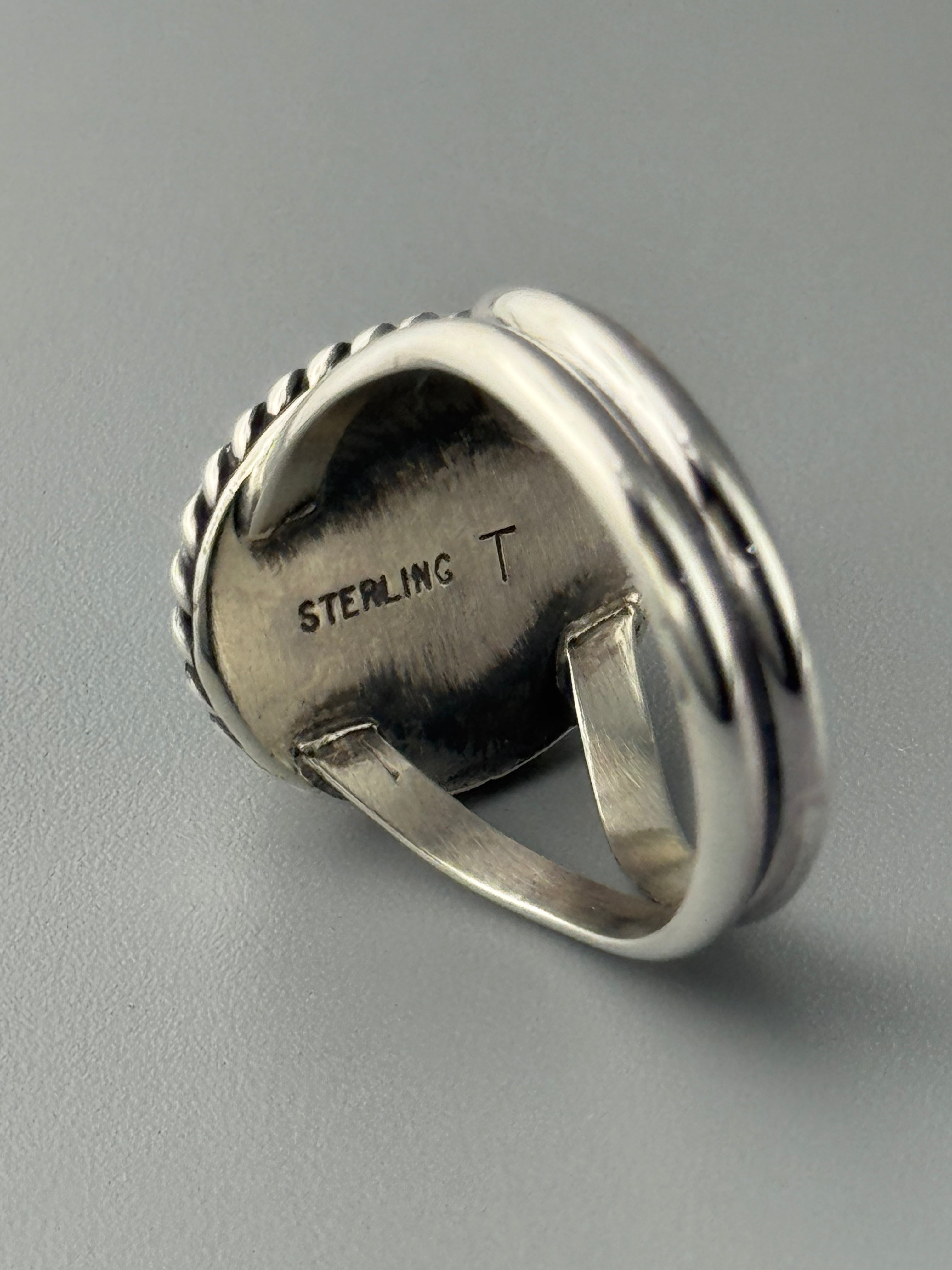 •EGYPTIAN TURQUOISE - KÉ• Navajo silver ring (size 7.75)