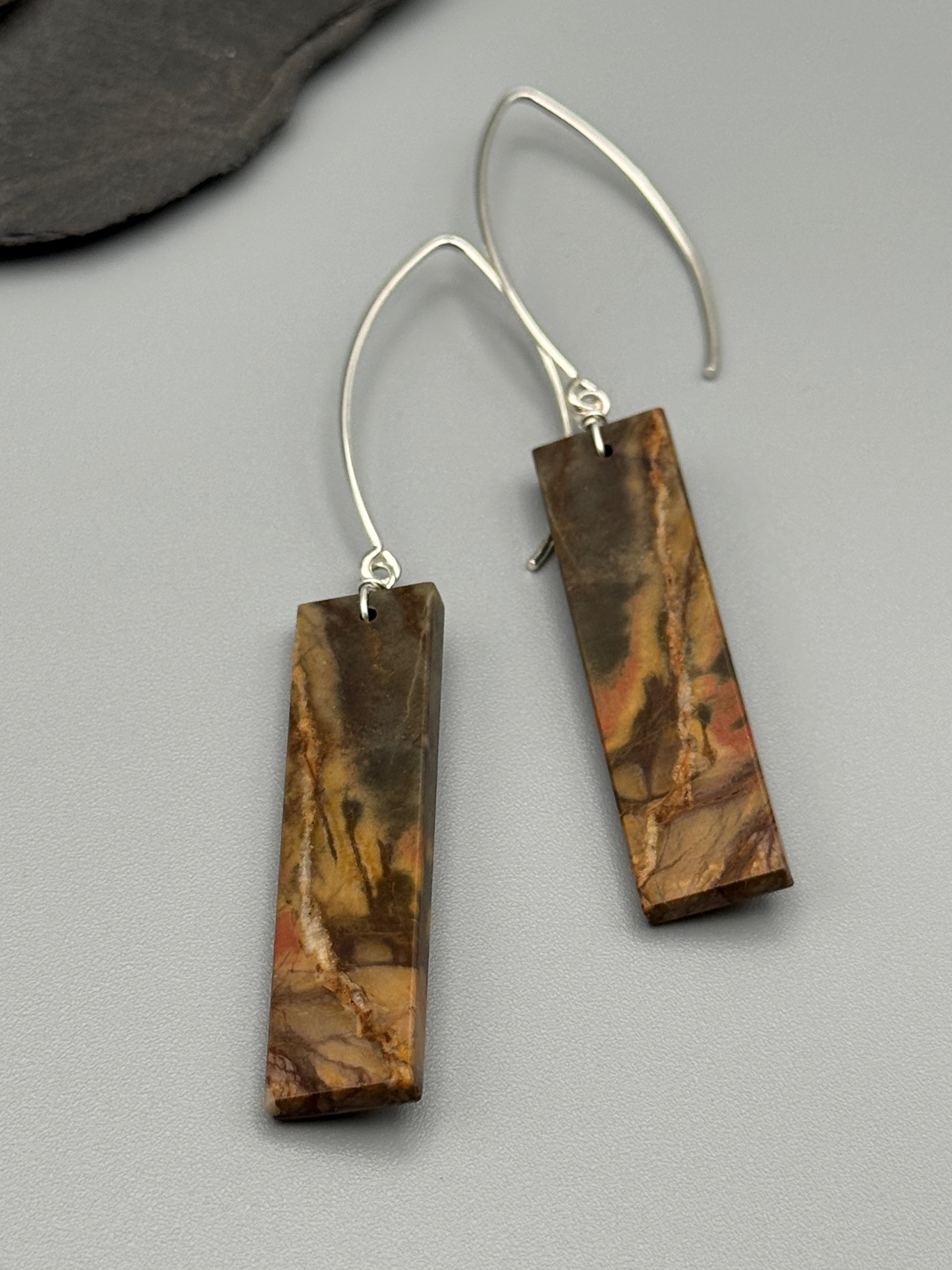 •STRAY• red creek jasper + silver earrings