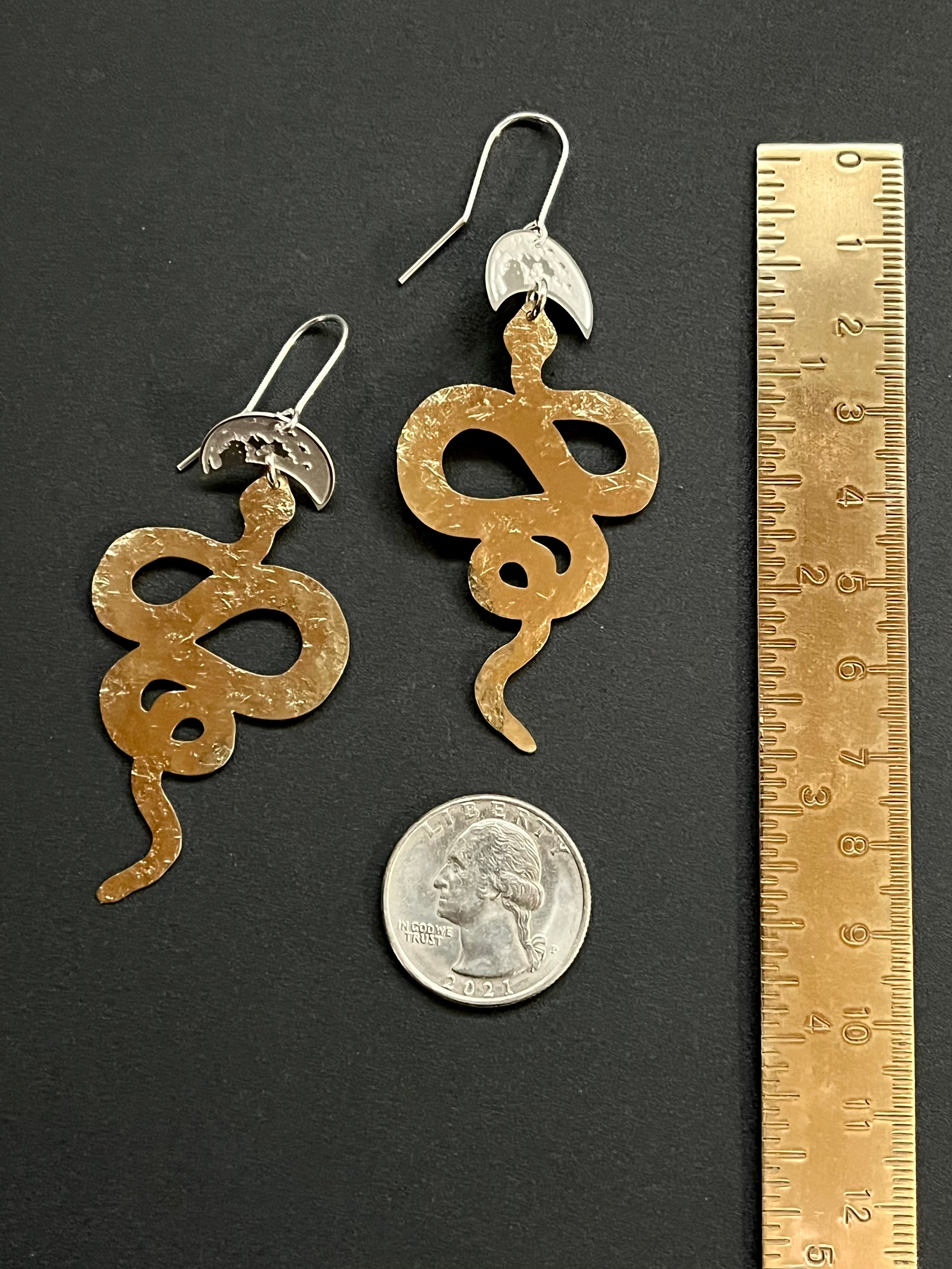 •HUNTRESS MOON• mixed metal dangle earrings