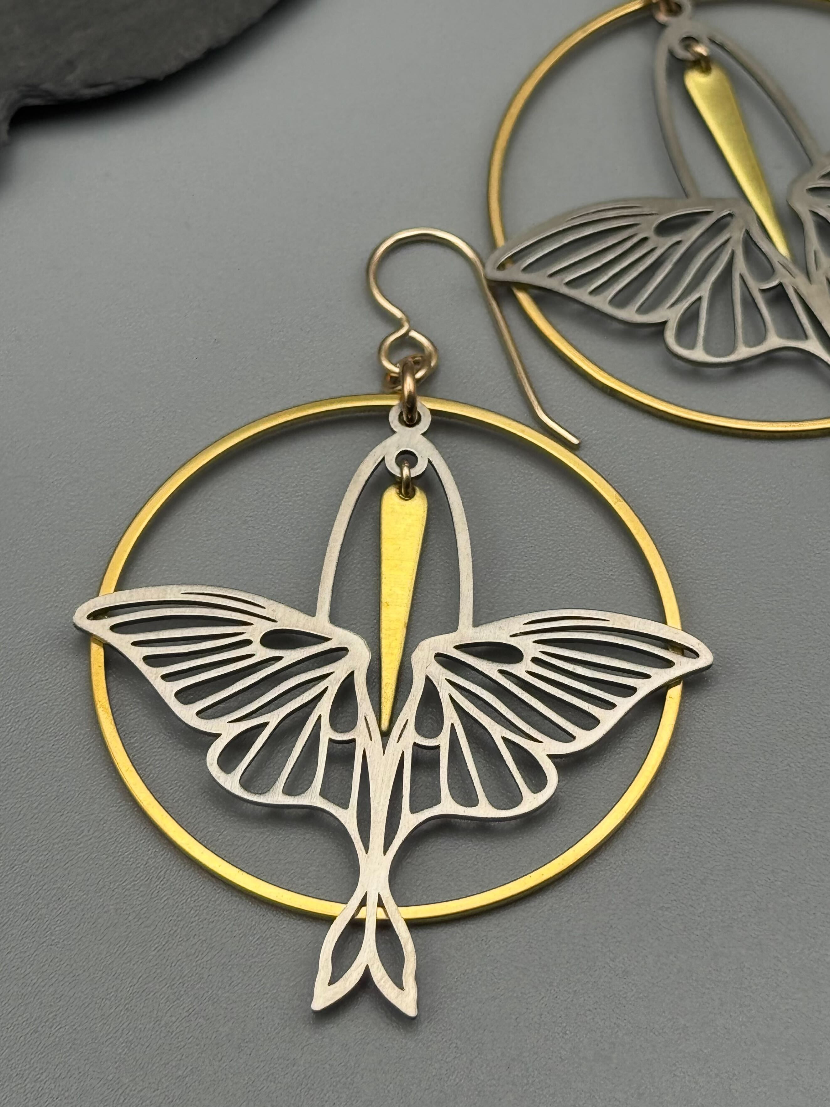 •ACTIAS HOOP• mixed metal dangle earrings
