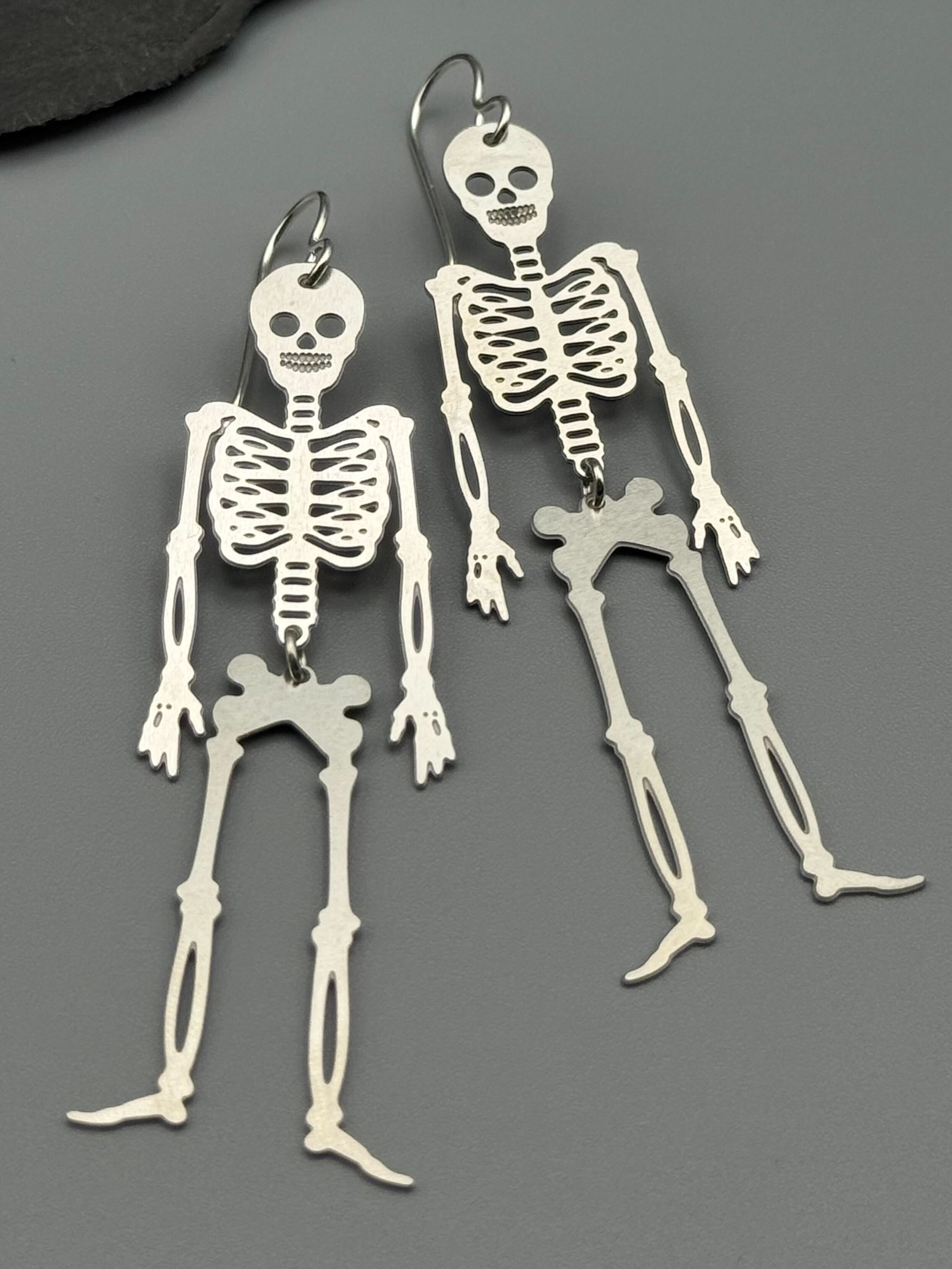 •SKELLIES• silver dangle earrings