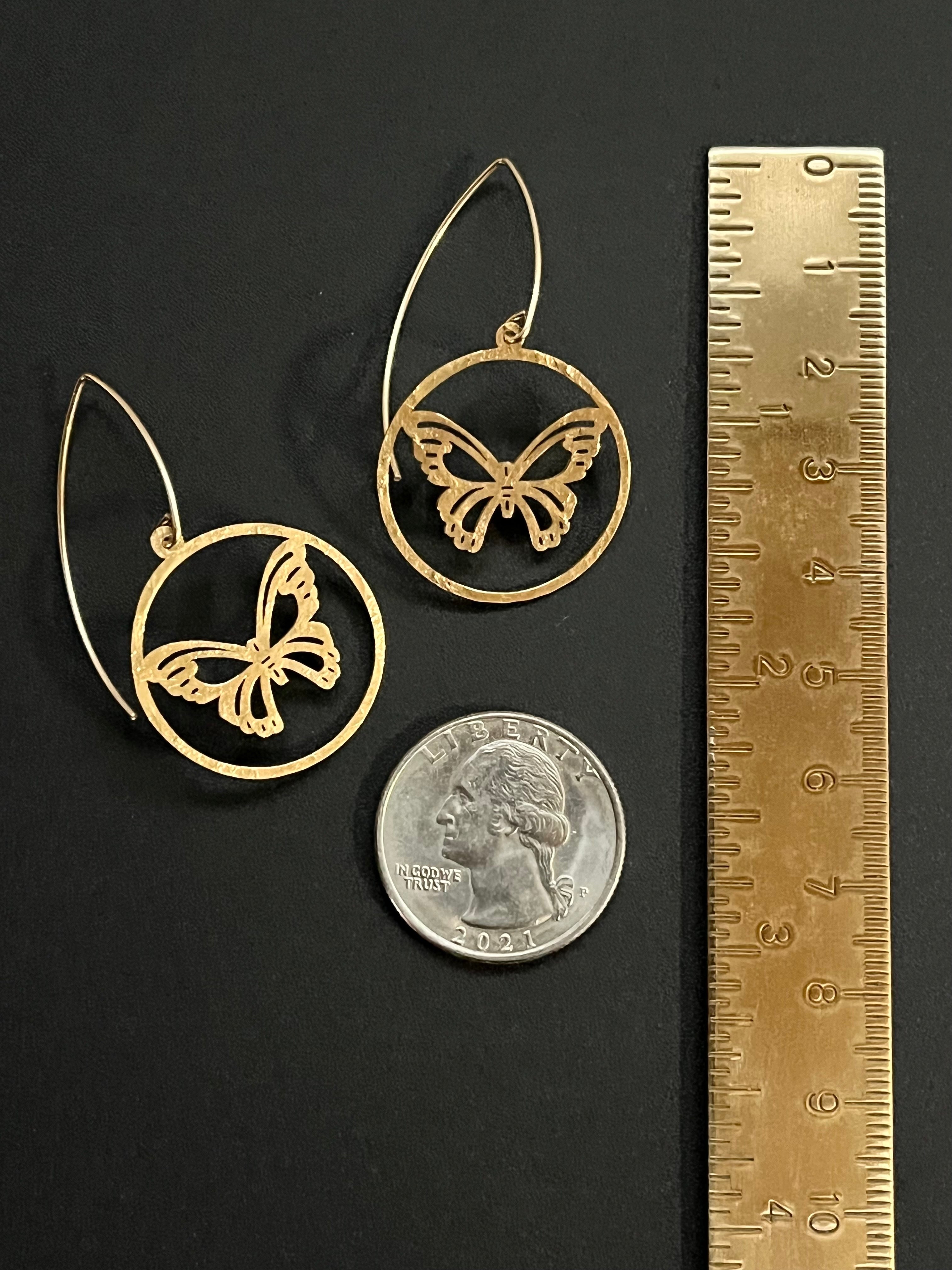 •BUTTERFLY IN THE SKY• mixed metal dangle earrings