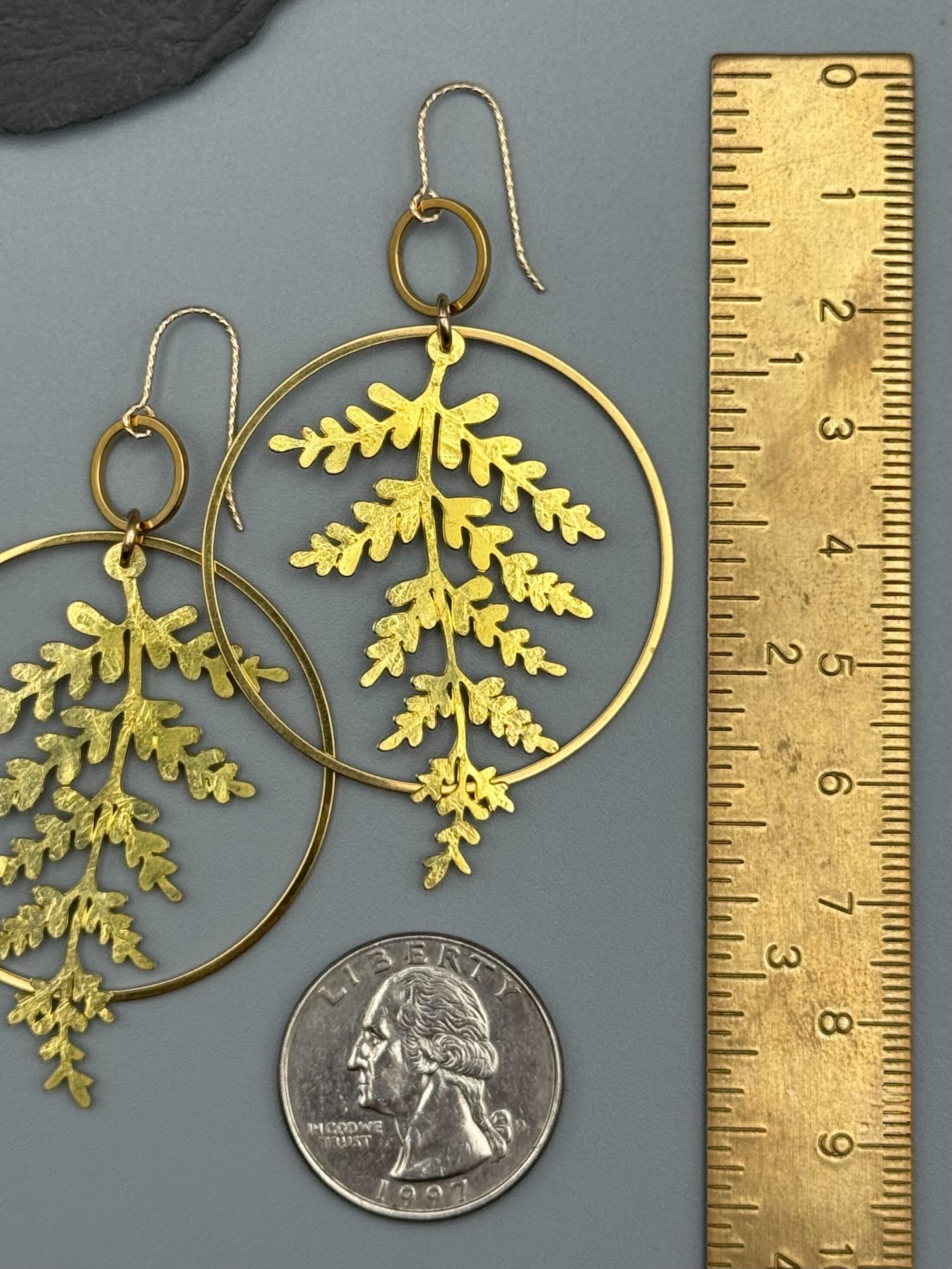 •FERN DANCE• gold dangle earrings
