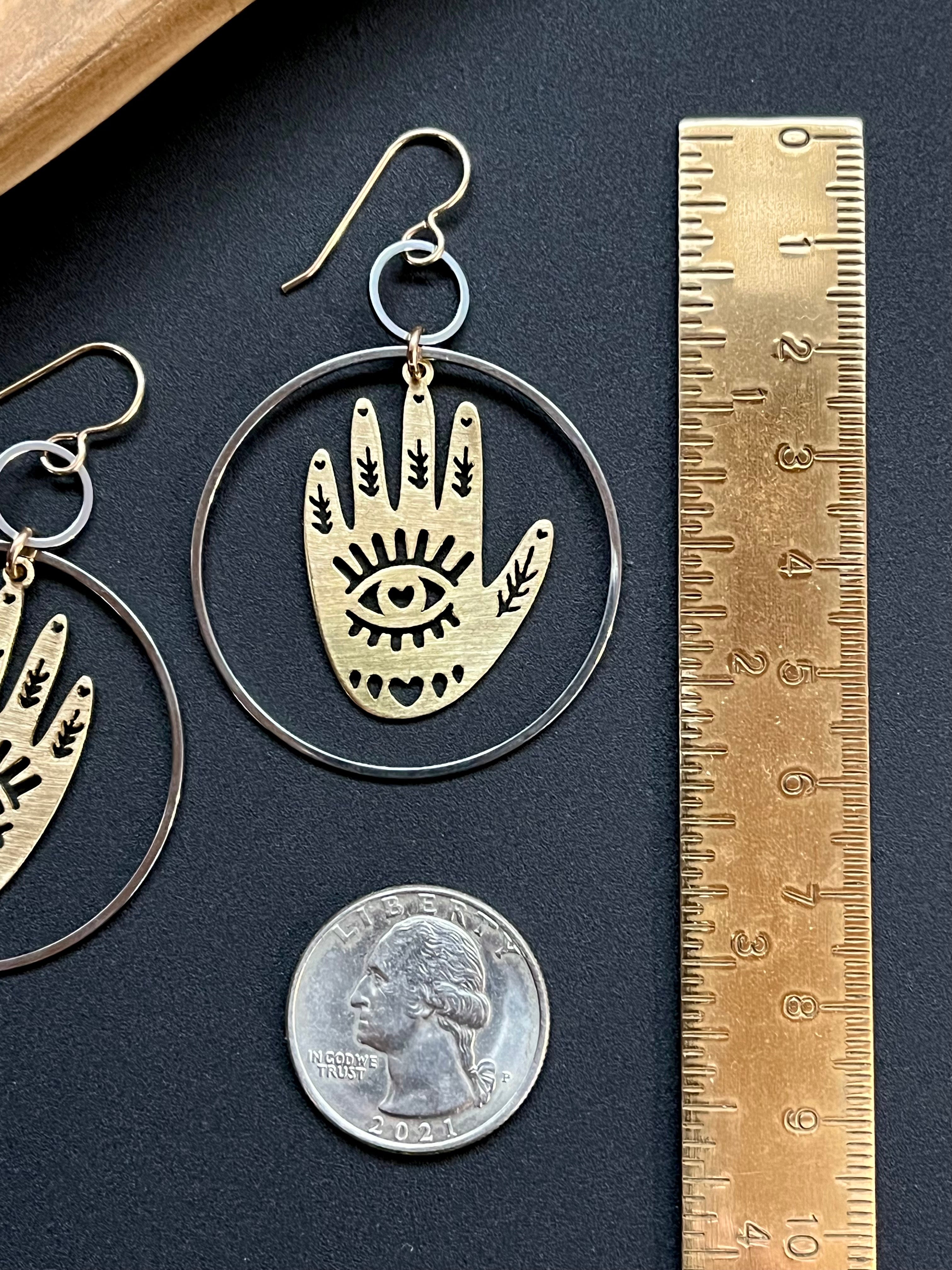 •CHIROMANTIC• mixed metal dangle earrings